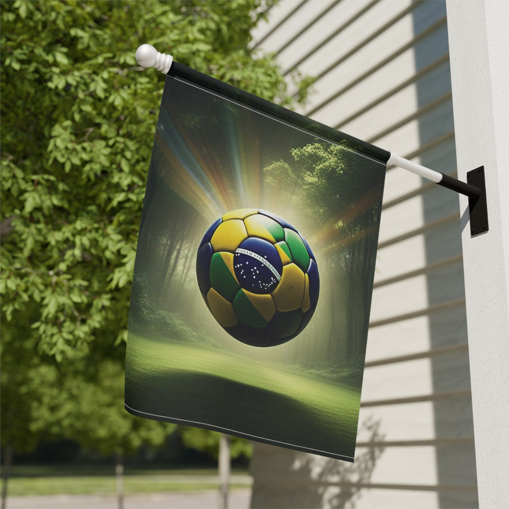 Brazil Flag Soccer Ball Garden Flag — Outdoor House Banner for Football Fans