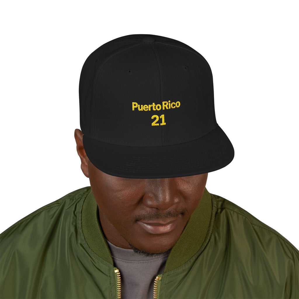 Gorra Snapback bordada Puerto Rico 21: una gorra elegante para los fanáticos del deporte o para uso casual