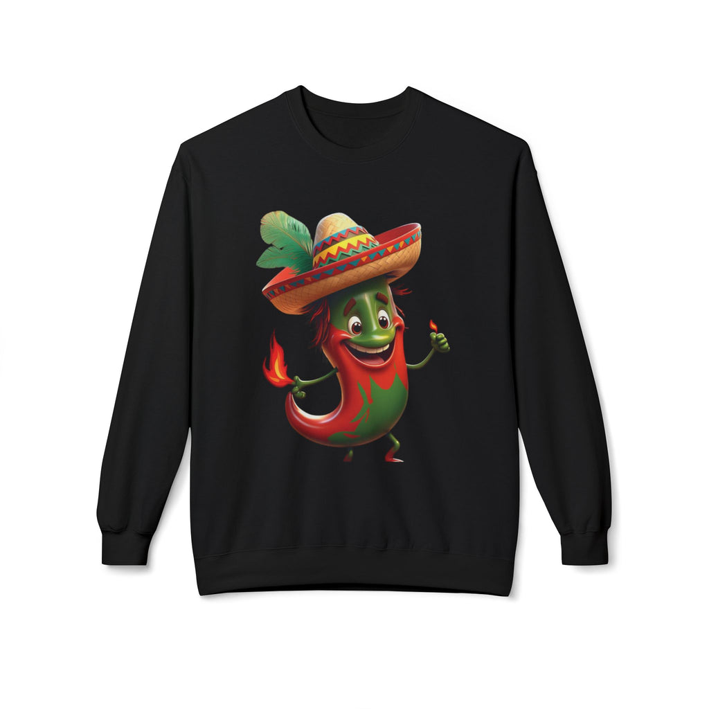 Viva Mexico Fleece Crewneck Sweatshirt - Fun Chili Pepper Design