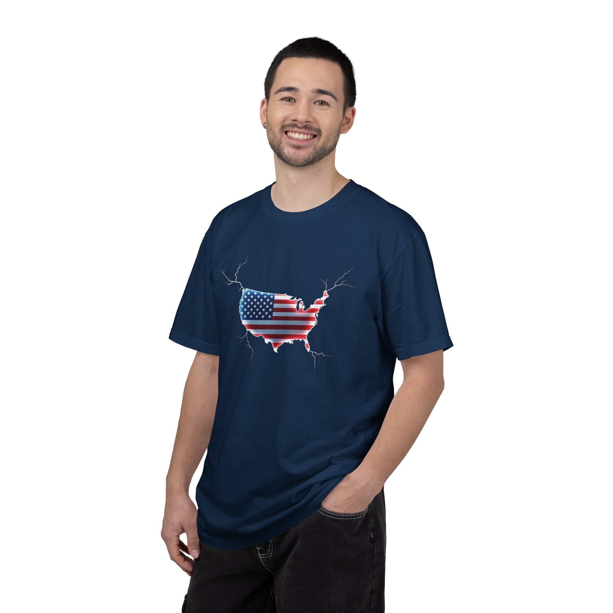 Unisex Garment-Dyed T-shirt - USA Flag Map Design | Casual Independence Day Apparel