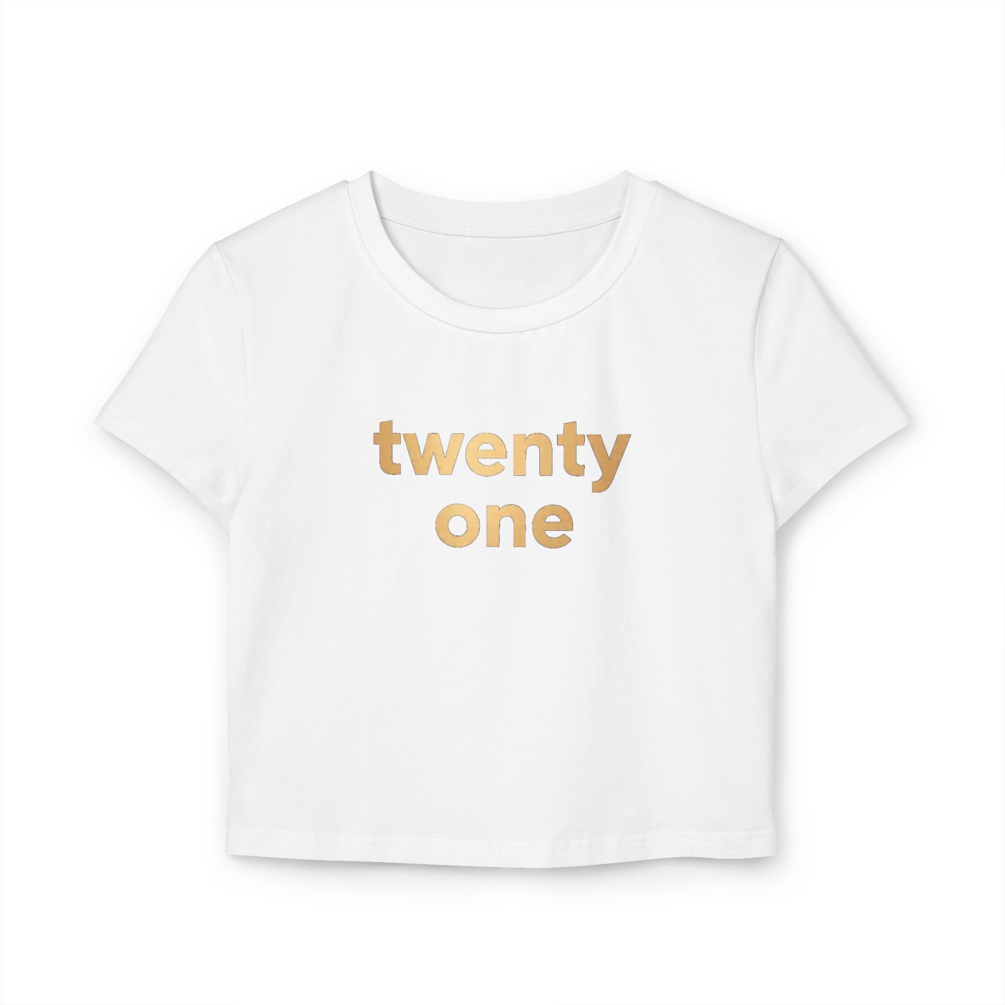 Urban Elegance: Black "Twenty One" Crop Top with Gold Print
