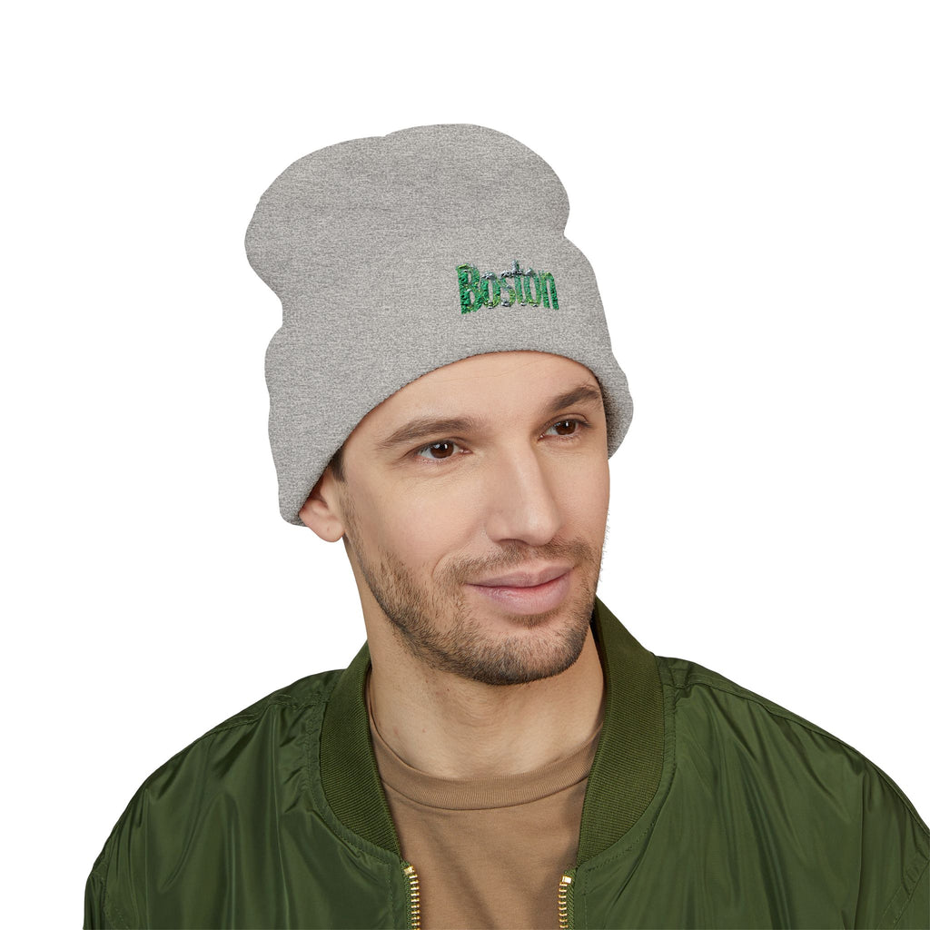 Embroidered Boston Beanie - Classic Cuffed Winter Hat