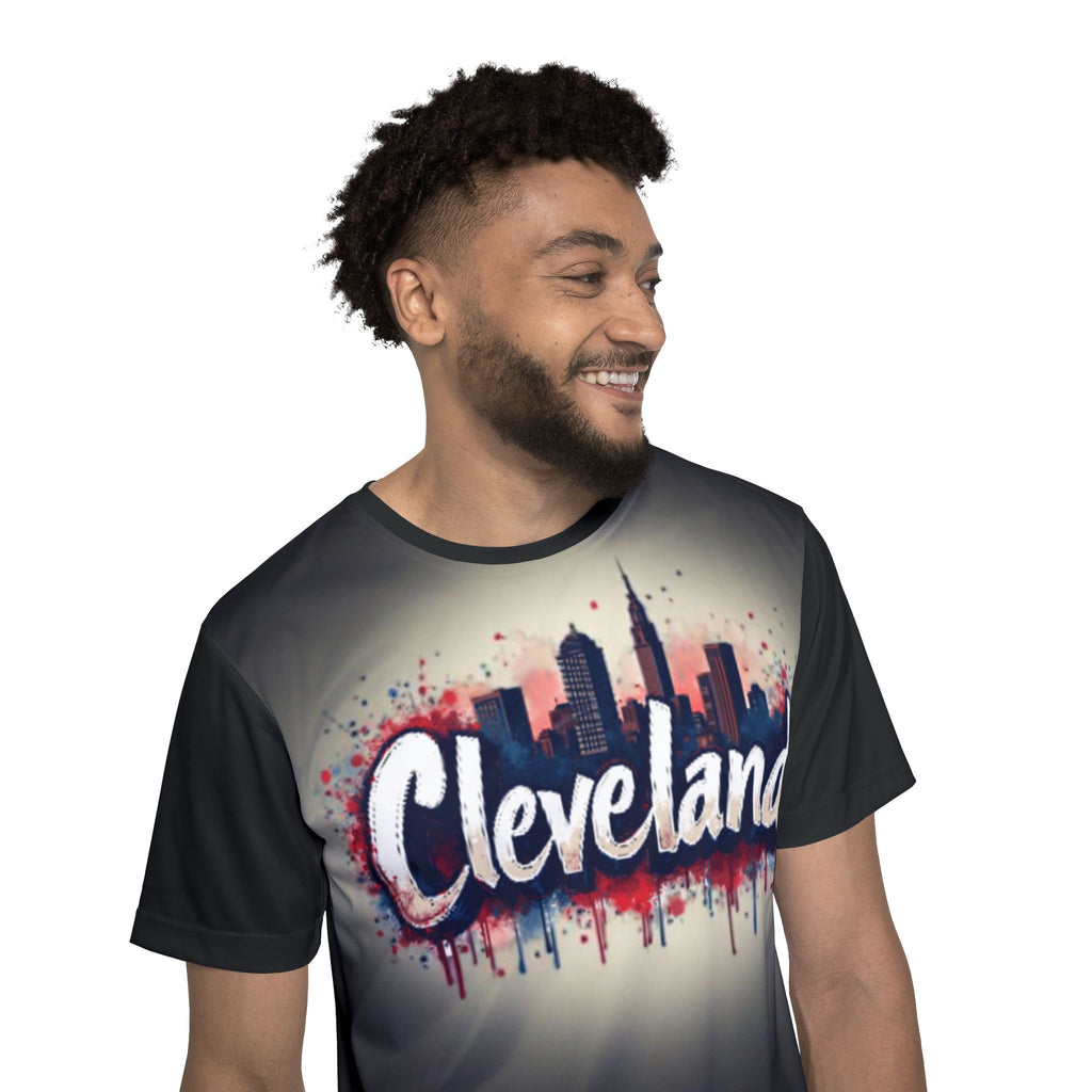 Cleveland Skyline Sports Jersey — Men’s Athletic Tee with Graffiti Script