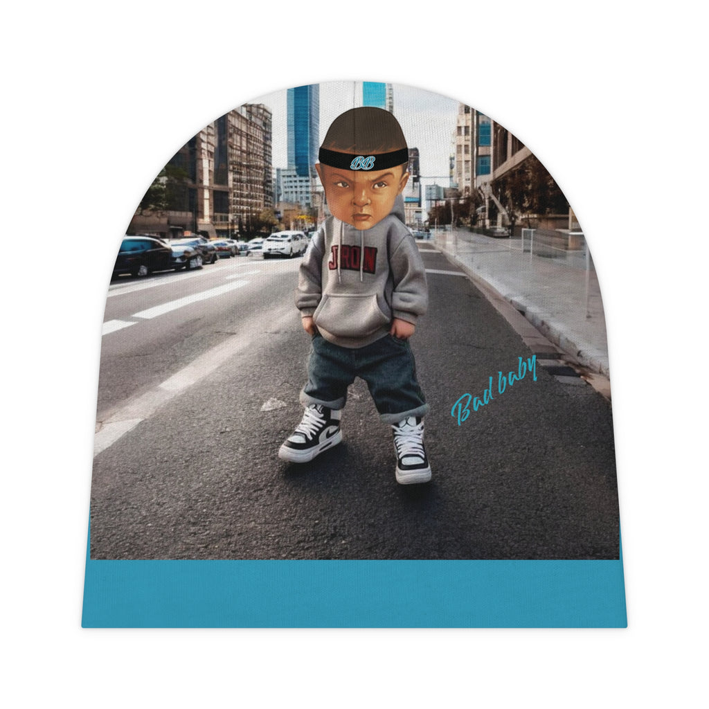 Bad baby Beanie (AOP) ( Background is AI  ) Bad baby brand