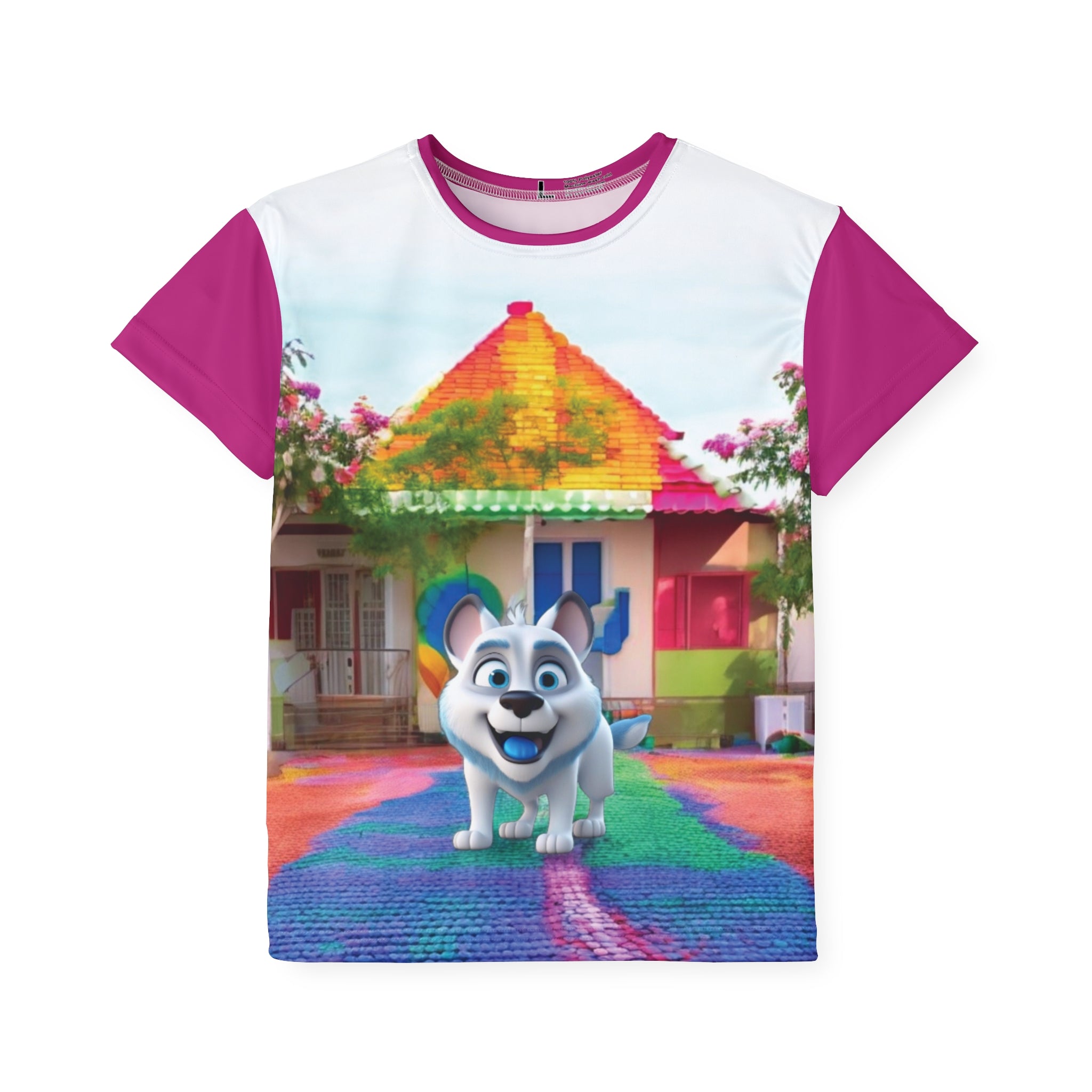 Kids T-Shirt Dog Near Colorful House Gift for Any Occasion 