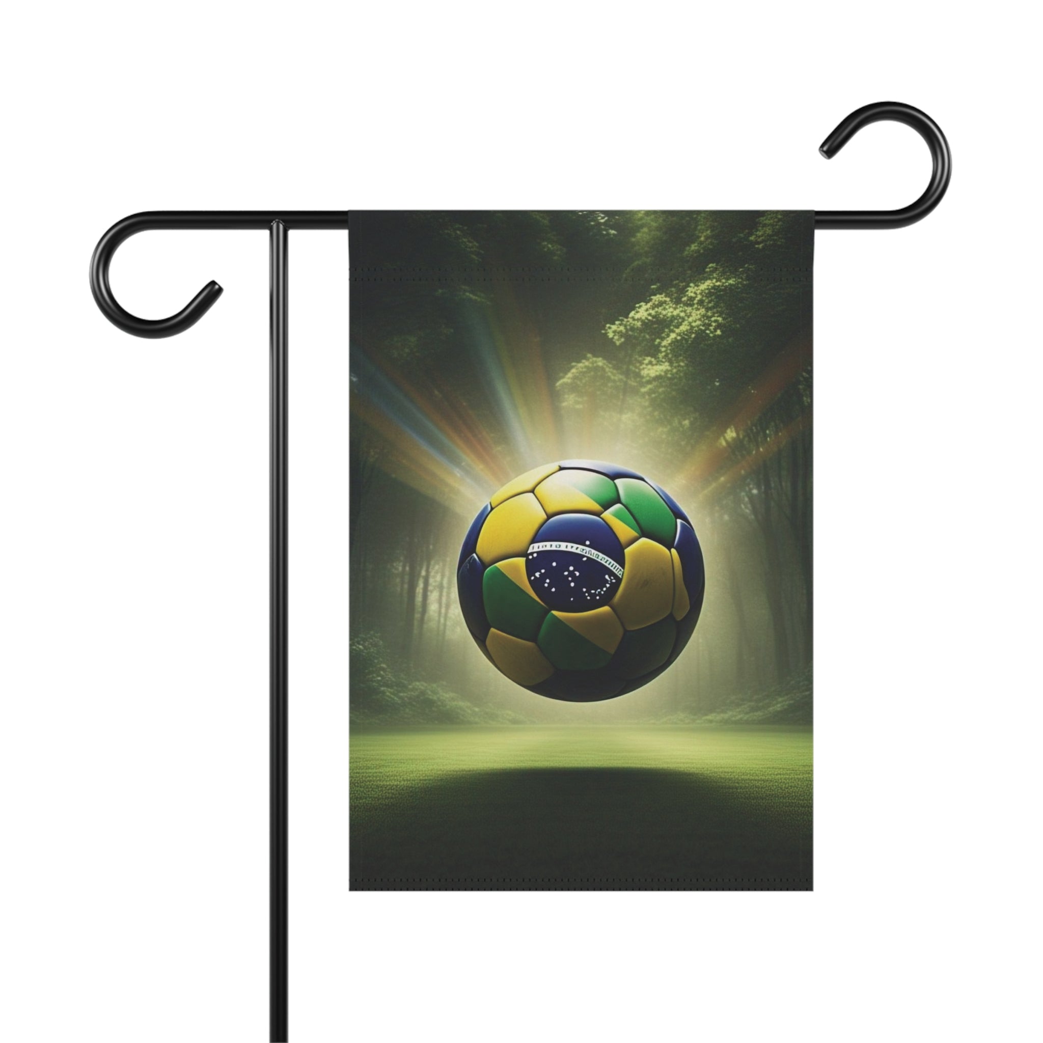 Brazil Flag Soccer Ball Garden Flag — Outdoor House Banner for Football Fans