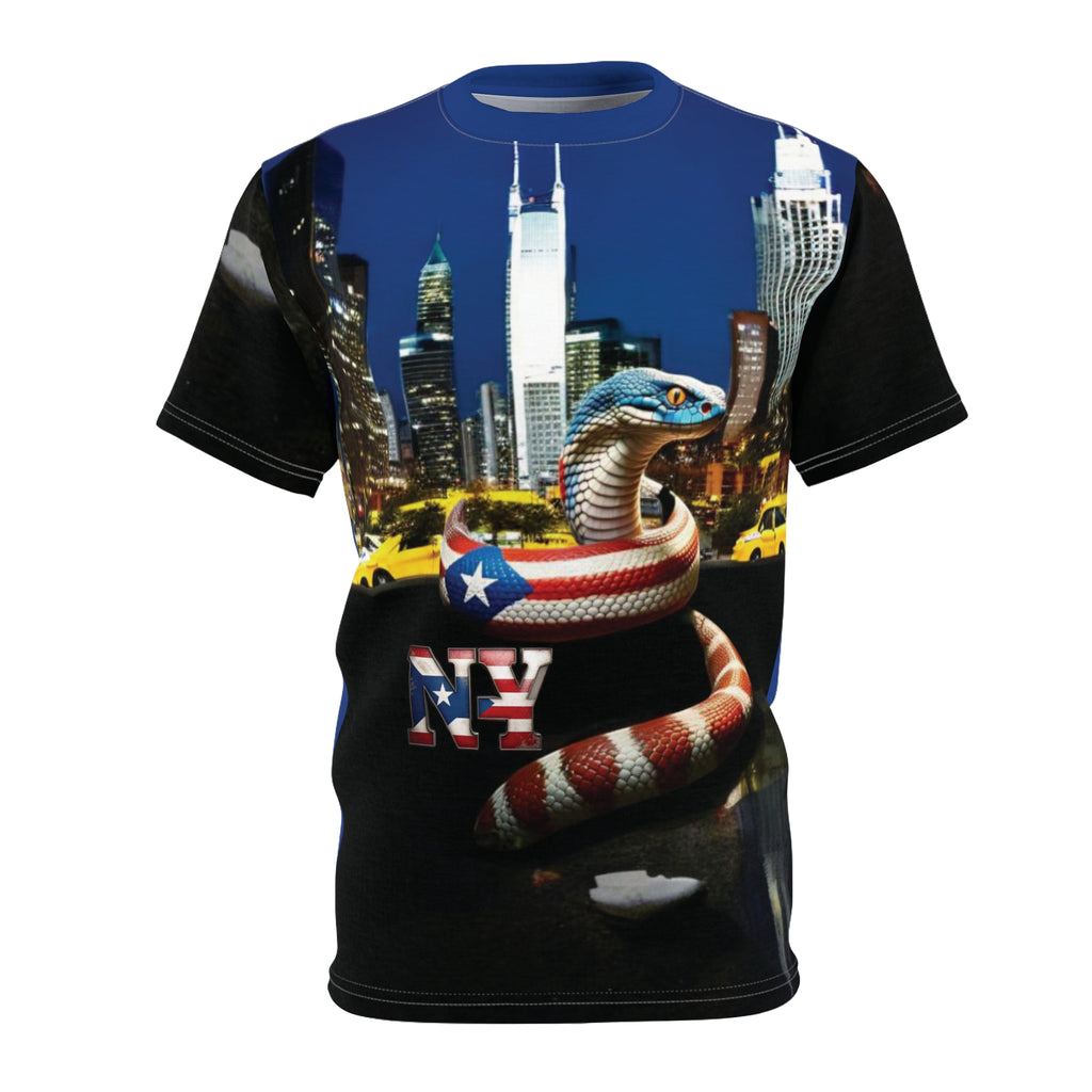 Camiseta unisex con corte y costura Urban Snake - Camisa gráfica con ambiente urbano de Nueva York