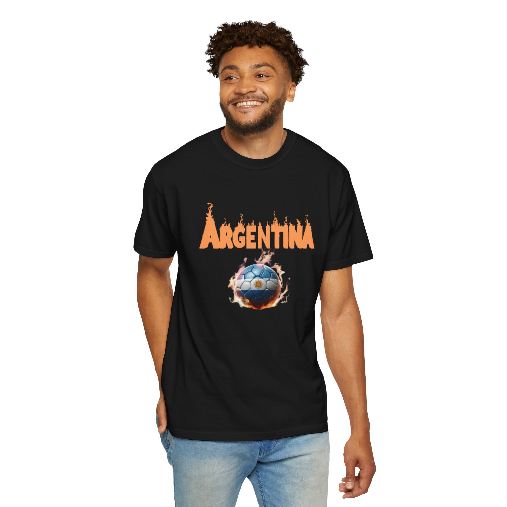 Argentina Fire Football T-Shirt - Unisex Vintage Style