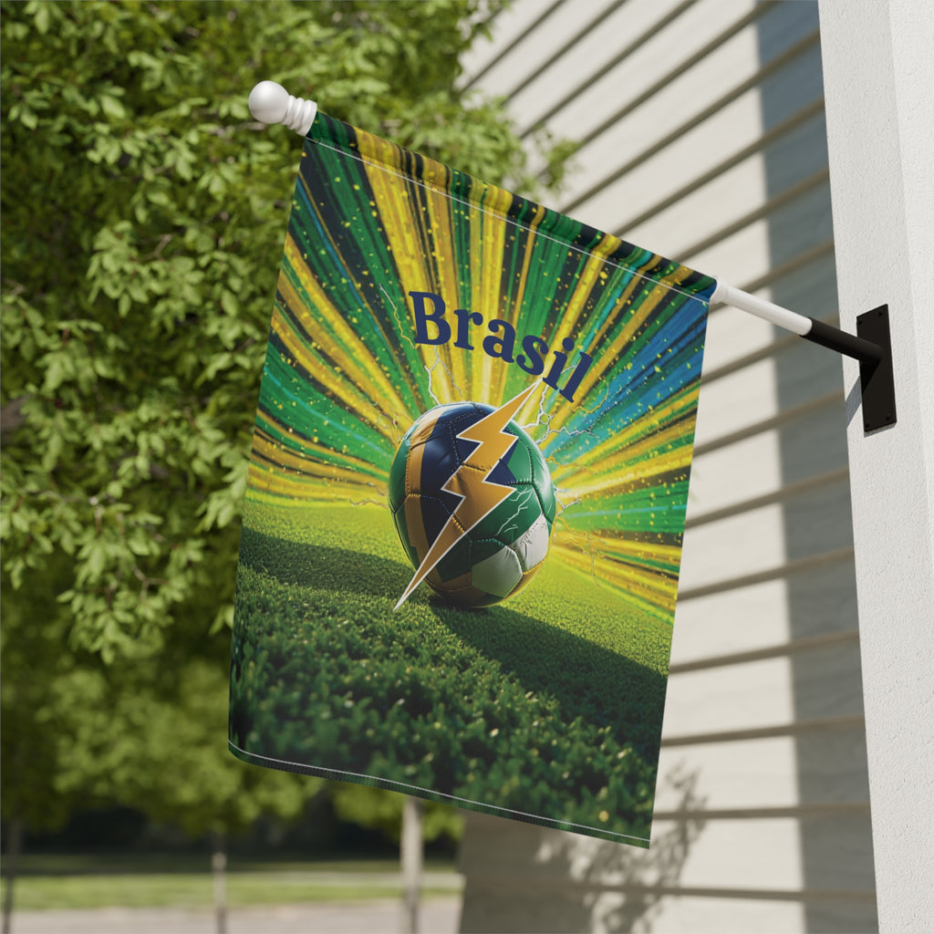 Brazil Soccer Garden Flag — Brasil Football Lightning Ball House Banner