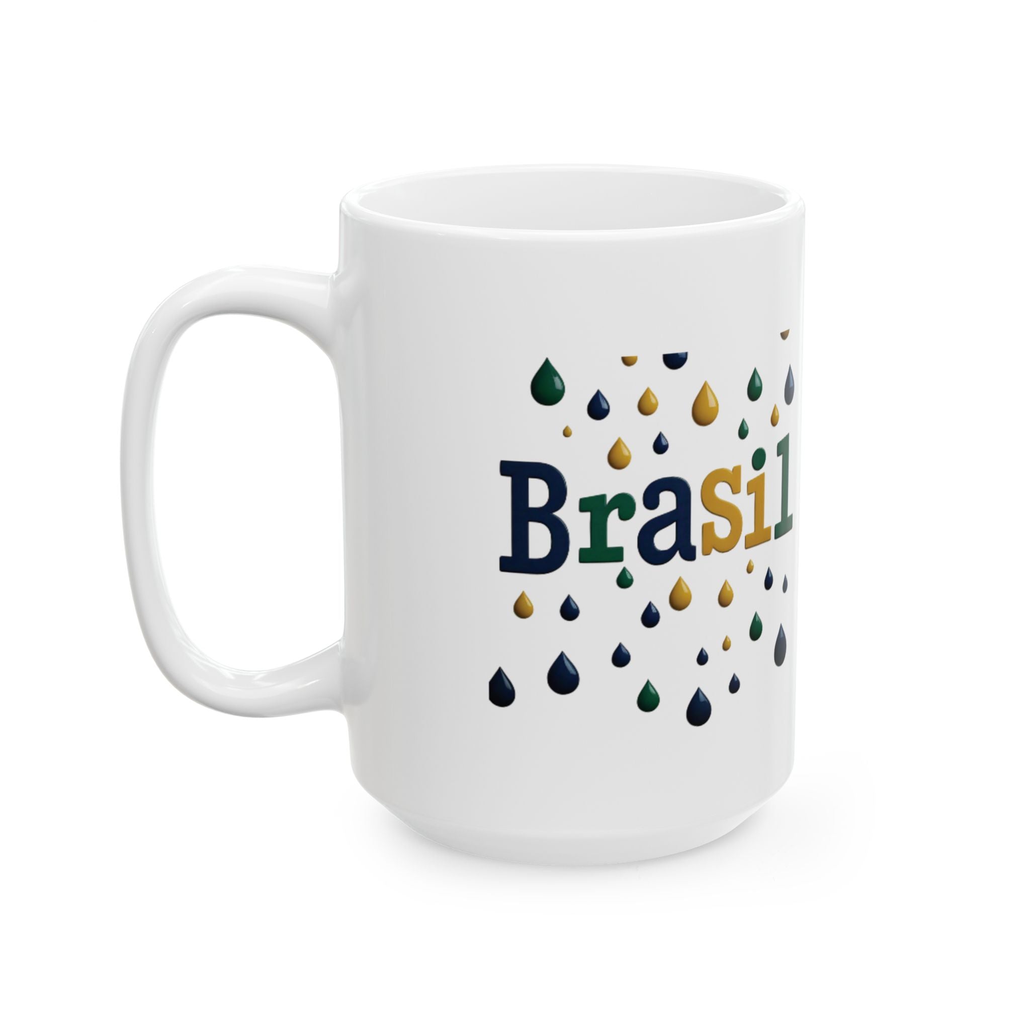 Caneca de cerâmica com gotas de chuva do Brasil - Presente perfeito para amantes de café