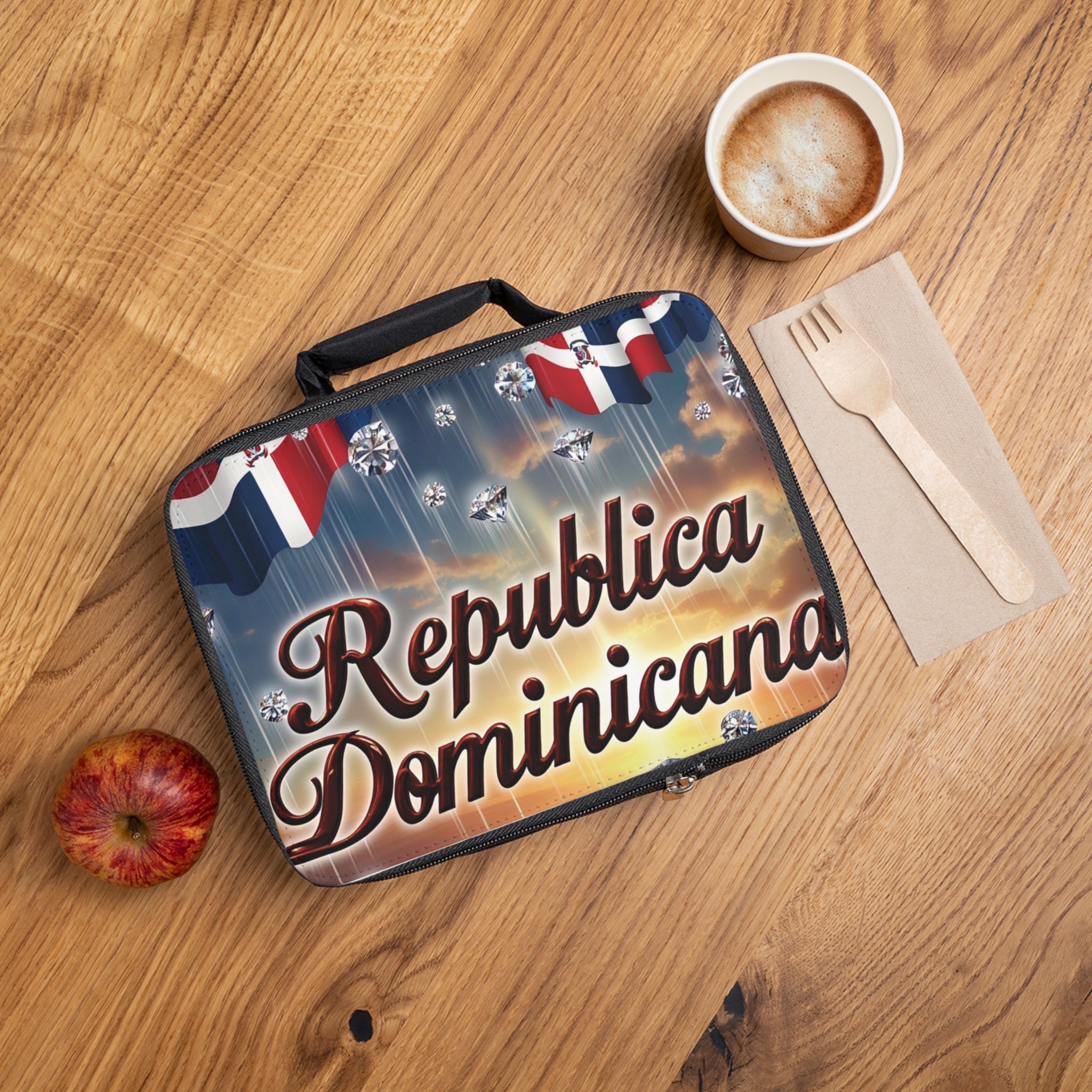 Bolsa de almuerzo con diseño vibrante de República Dominicana: elegante y portátil