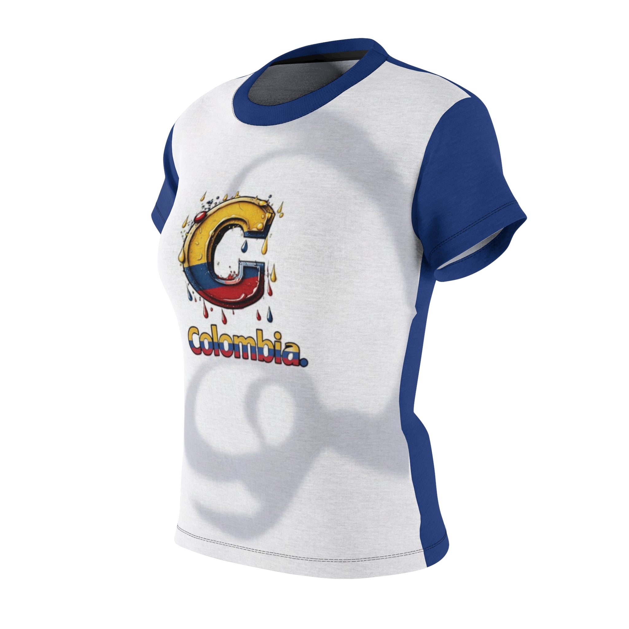 Camiseta con gráfico de Colombia para mujer, con corte y costura: estilo cultural vibrante