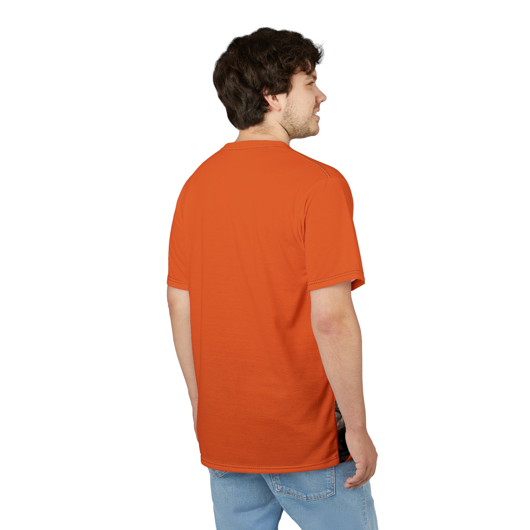 Predator artificial intelligence image t-shirt, orange color for men cut and sew: stylish casual t-shirt,