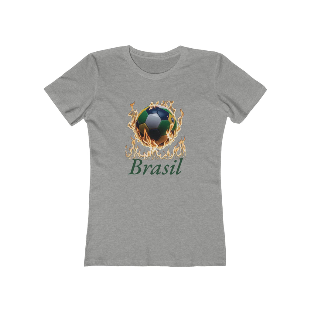 Camiseta feminina Flame Soccer Brazil Boyfriend - Camiseta casual e estilosa para fãs de esportes