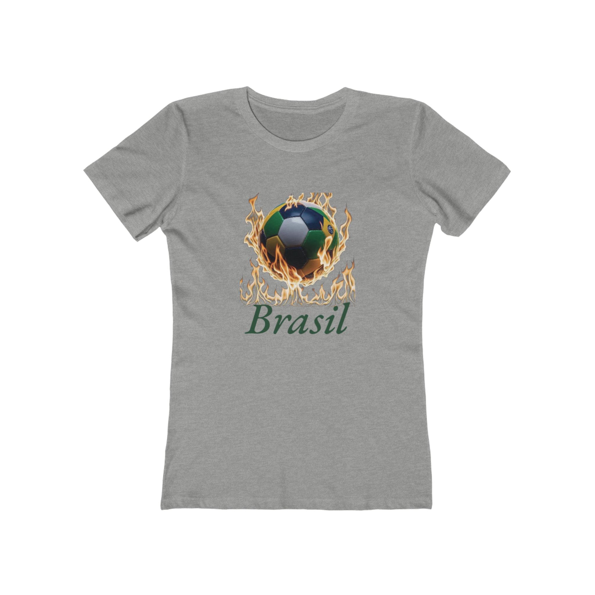 Camiseta feminina Flame Soccer Brazil Boyfriend - Camiseta casual e estilosa para fãs de esportes