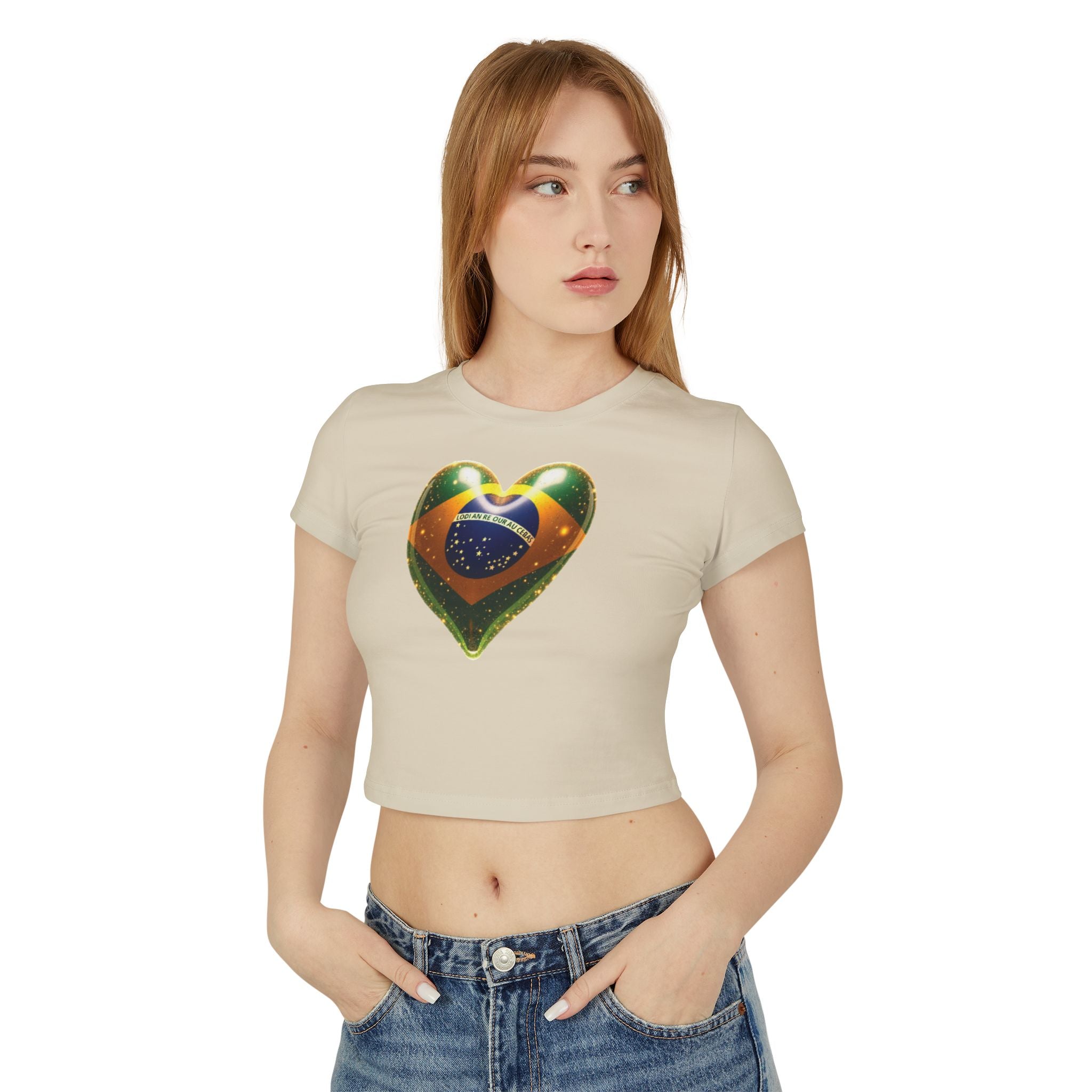 Camiseta feminina com estampa de coração brasileiro para bebês - Camiseta estampada fofa para comemorações