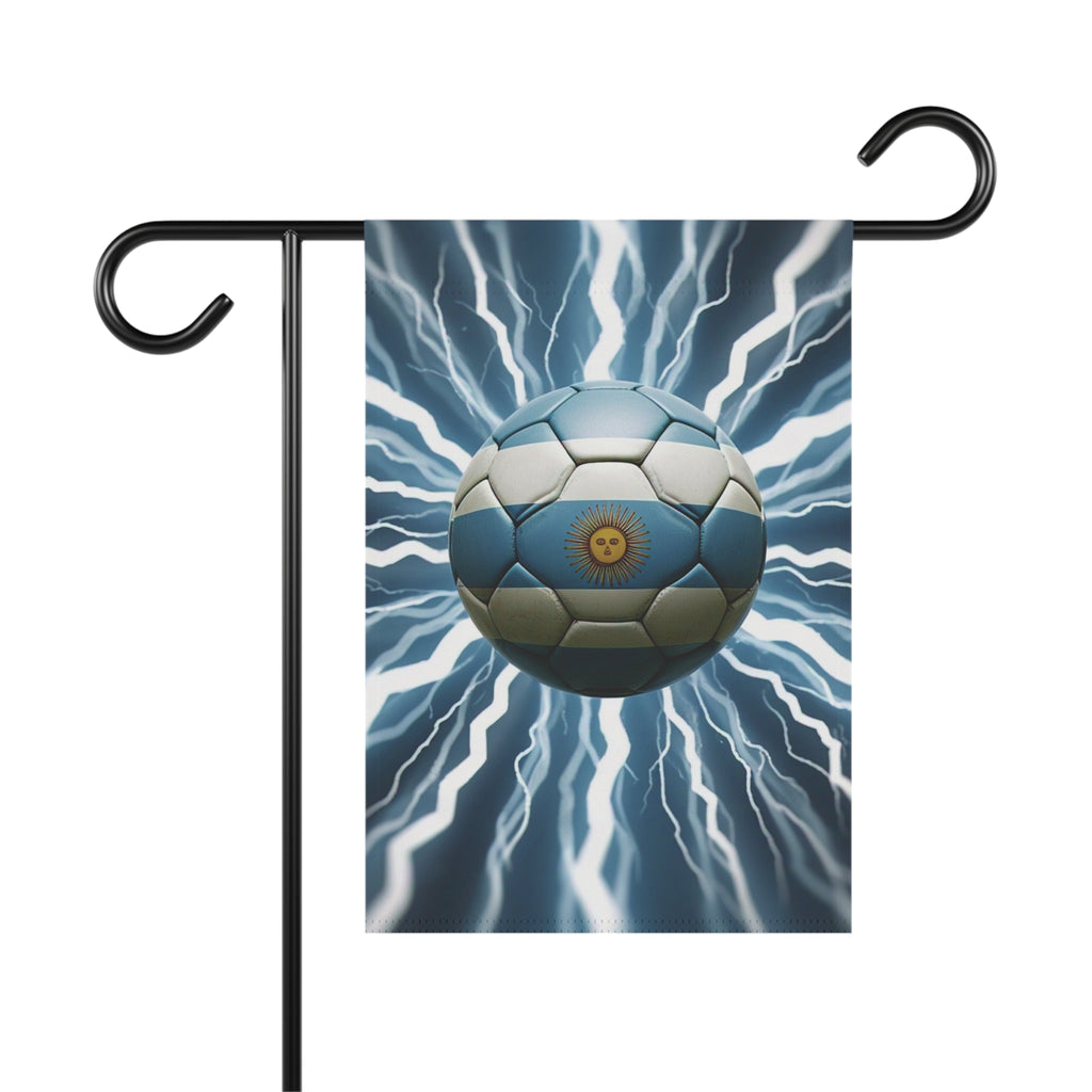 Soccer Lightning Garden Flag – Argentina Blue Ball Football House Banner