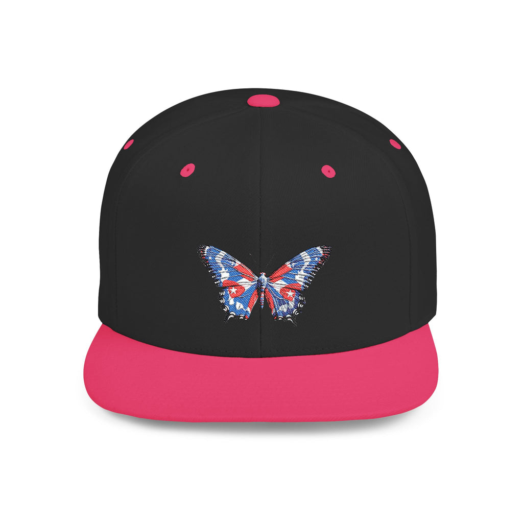 Gorra Snapback con diseño de mariposa en los colores de la bandera cubana