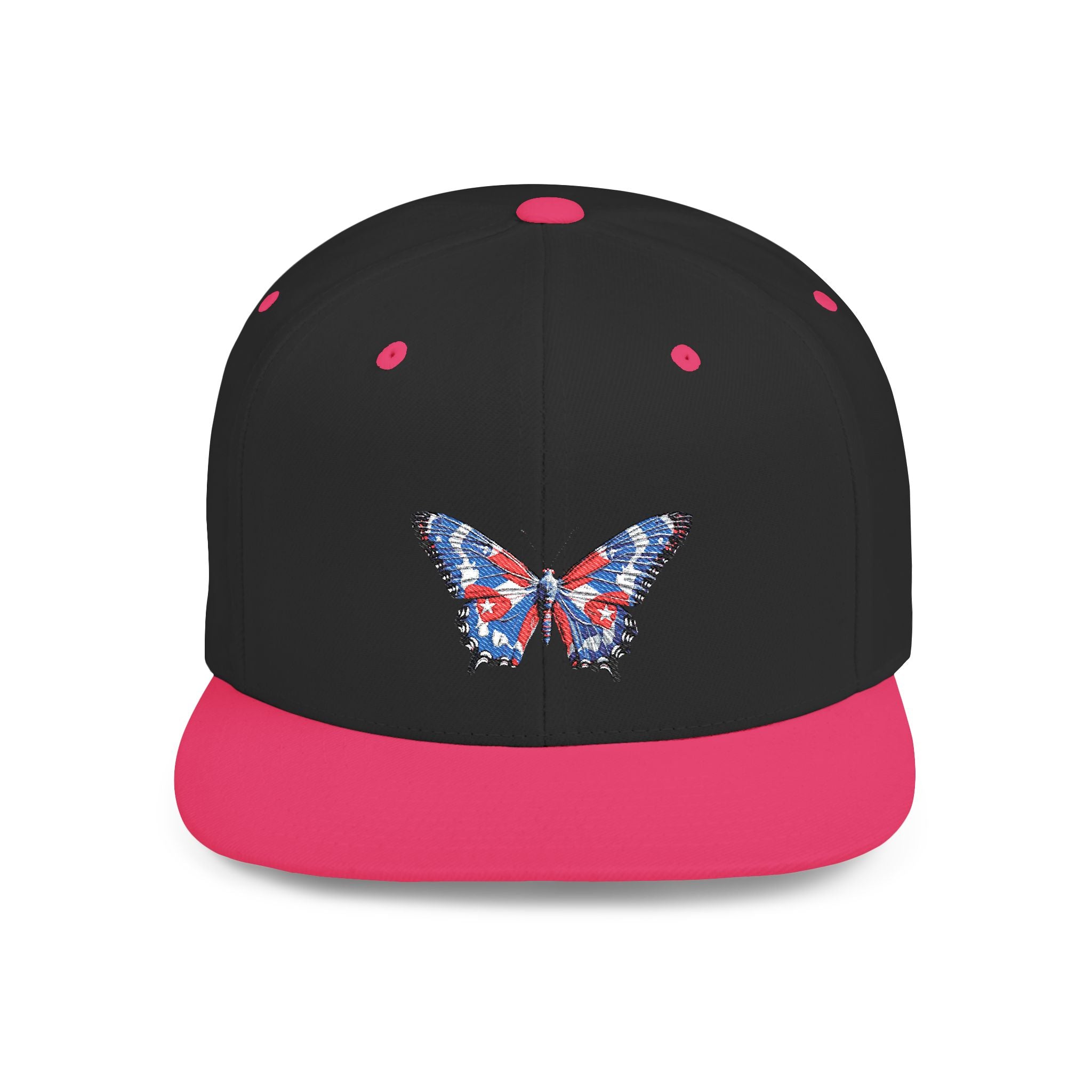 Gorra Snapback con diseño de mariposa en los colores de la bandera cubana