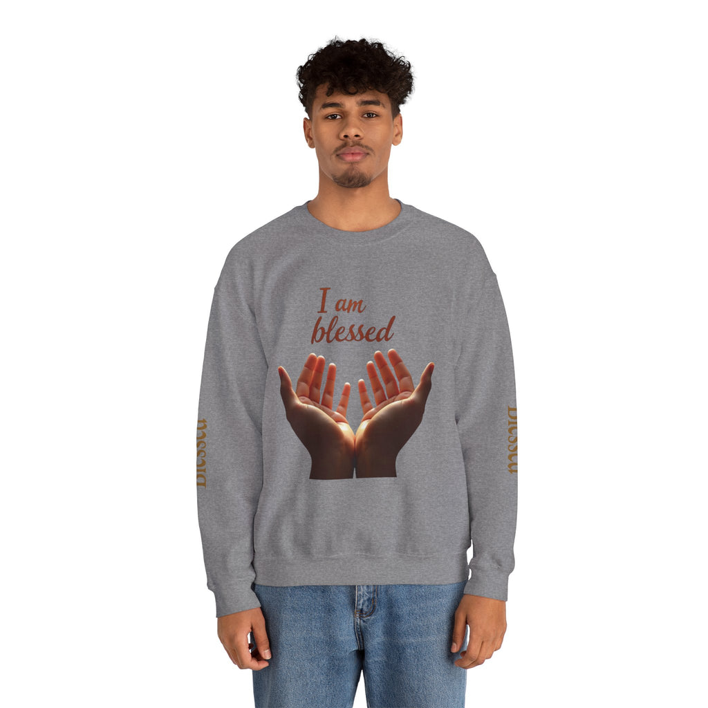 Blessed Hands Crewneck Sweatshirt | Inspirational Apparel for Everyday Wear, Gratitude Gifts, Cozy Comfort, Faith-Based Fashion