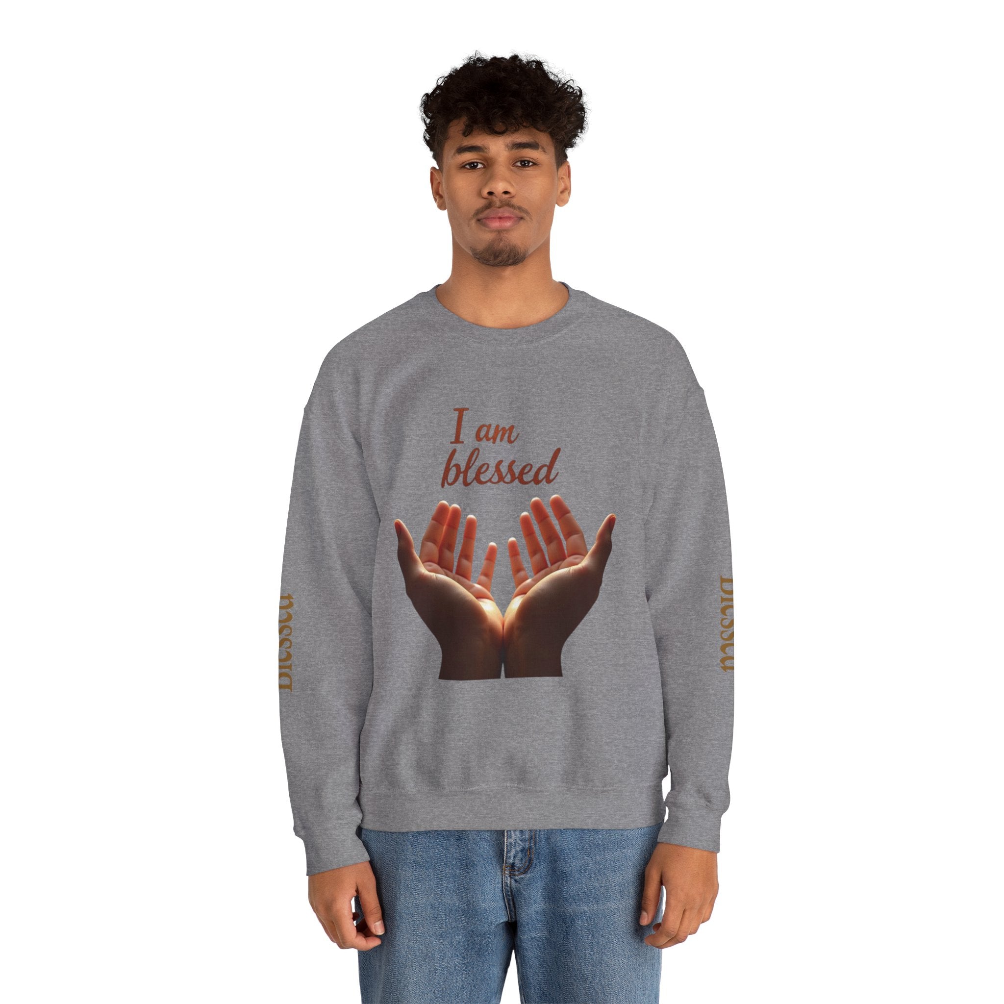 Blessed Hands Crewneck Sweatshirt | Inspirational Apparel for Everyday Wear, Gratitude Gifts, Cozy Comfort, Faith-Based Fashion