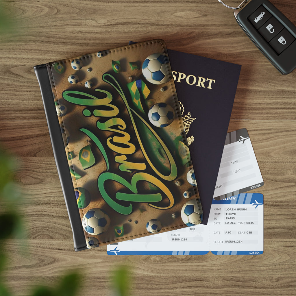 Capa para passaporte com tema de futebol do Brasil