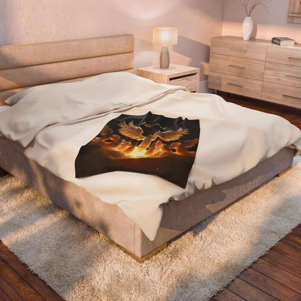 Blessed Angels Velveteen Plush Blanket - Cozy Comfort for Spiritual Moments