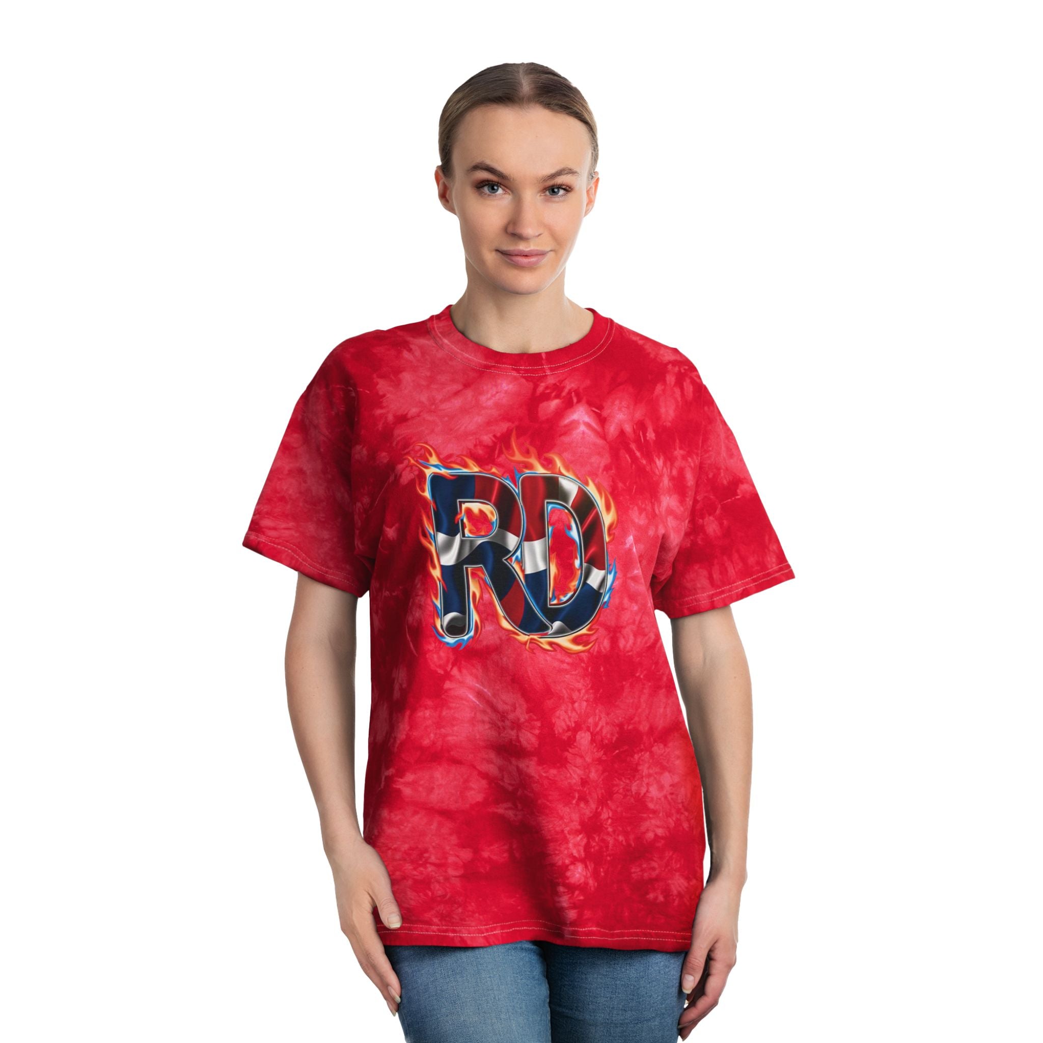 Camiseta con estampado tie-dye de llamas de República Dominicana: camiseta unisex informal y vibrante