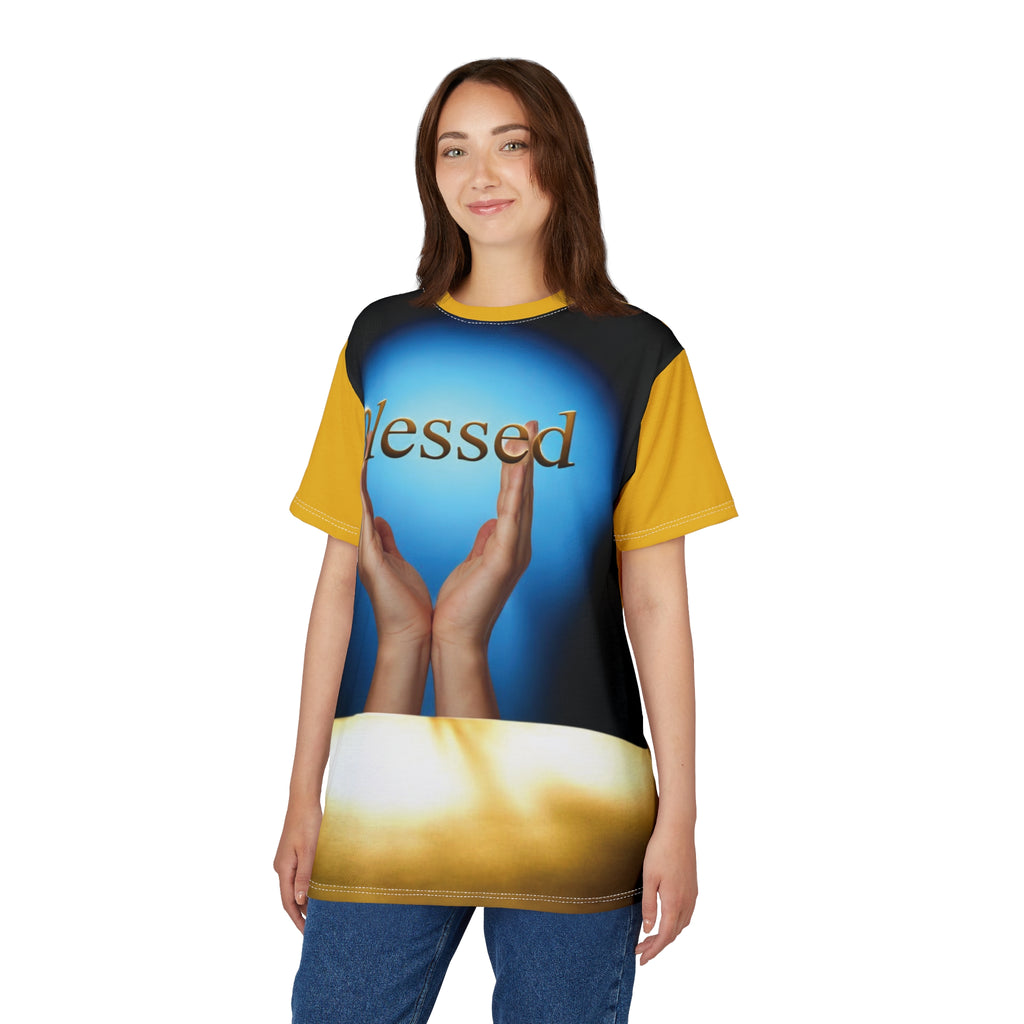 'Blessed' Unisex Cut &amp; Sew Tee - Perfect for Casual Wear, Gifts, Faith-Inspired Fashion, Everyday Comfort, Spiritual Celebrations