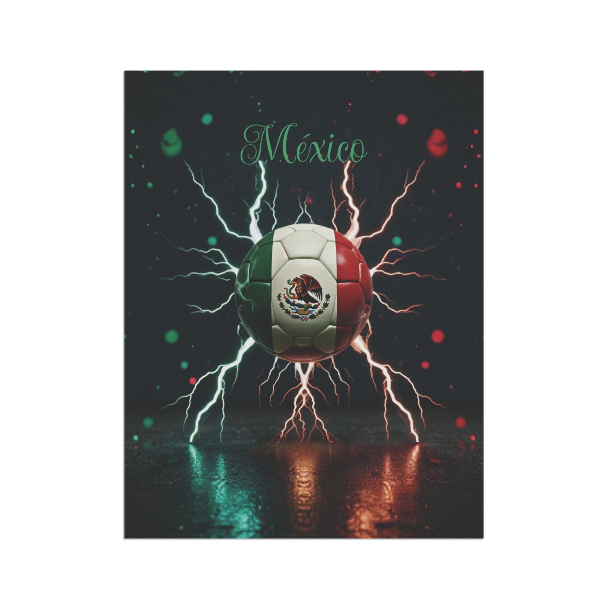 Mexico Soccer Ball Lightning Garden Flag — Patriotic Football House Banner