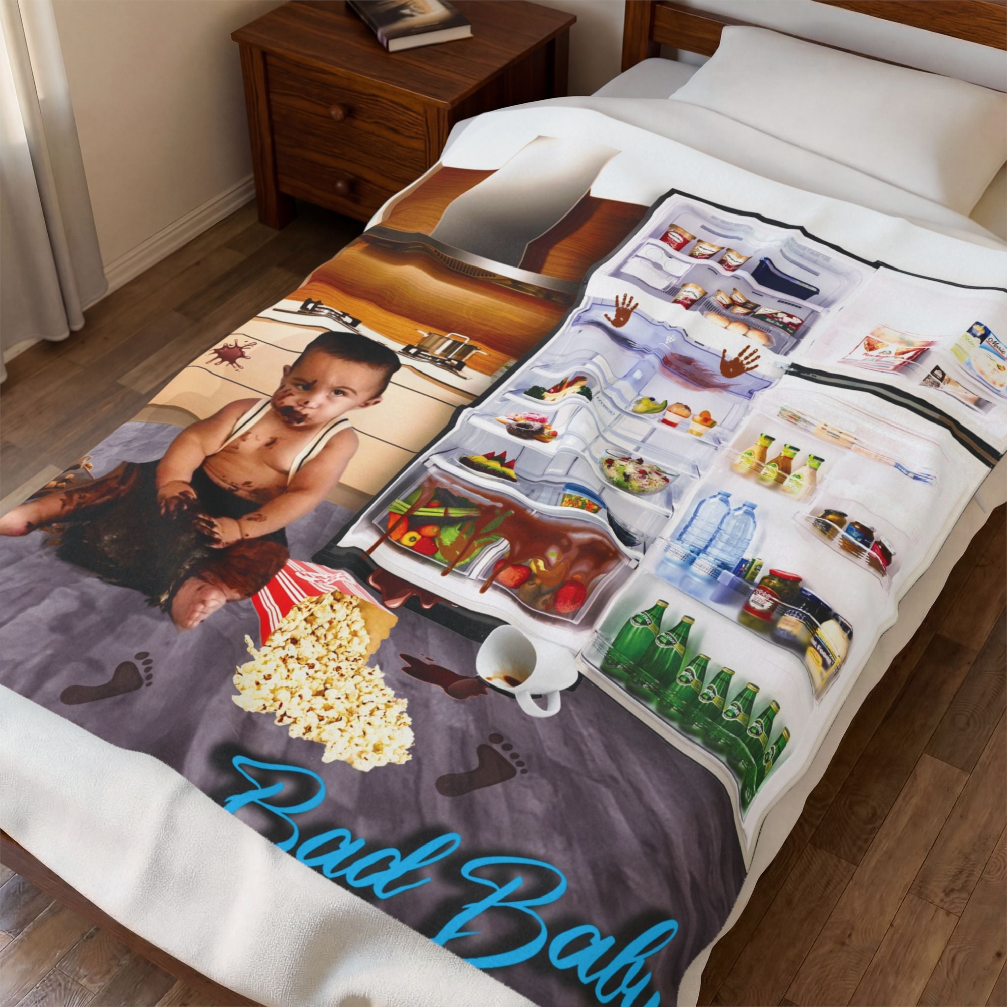 Velvet Plush Blanket - Funny Baby Mischief Design, Bad baby brand 