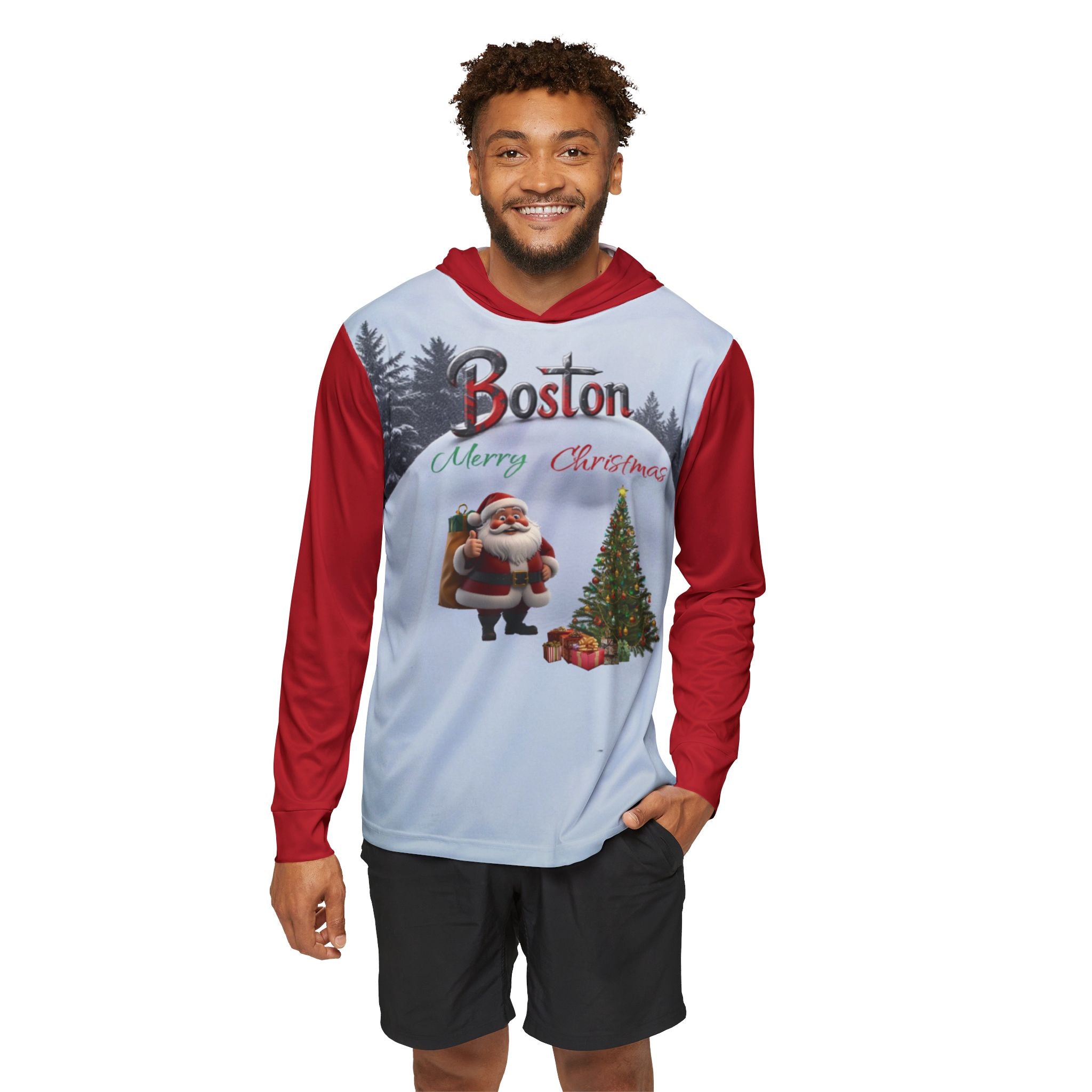 Boston Merry Christmas Hoodie - Men's Holiday Sports Warmup