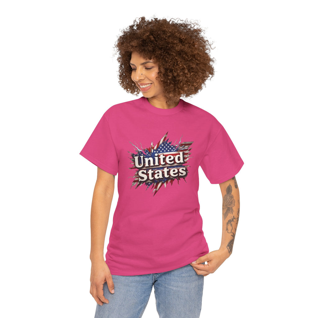 Patriotic USA Unisex Heavy Cotton Tee - American Flag Graphic