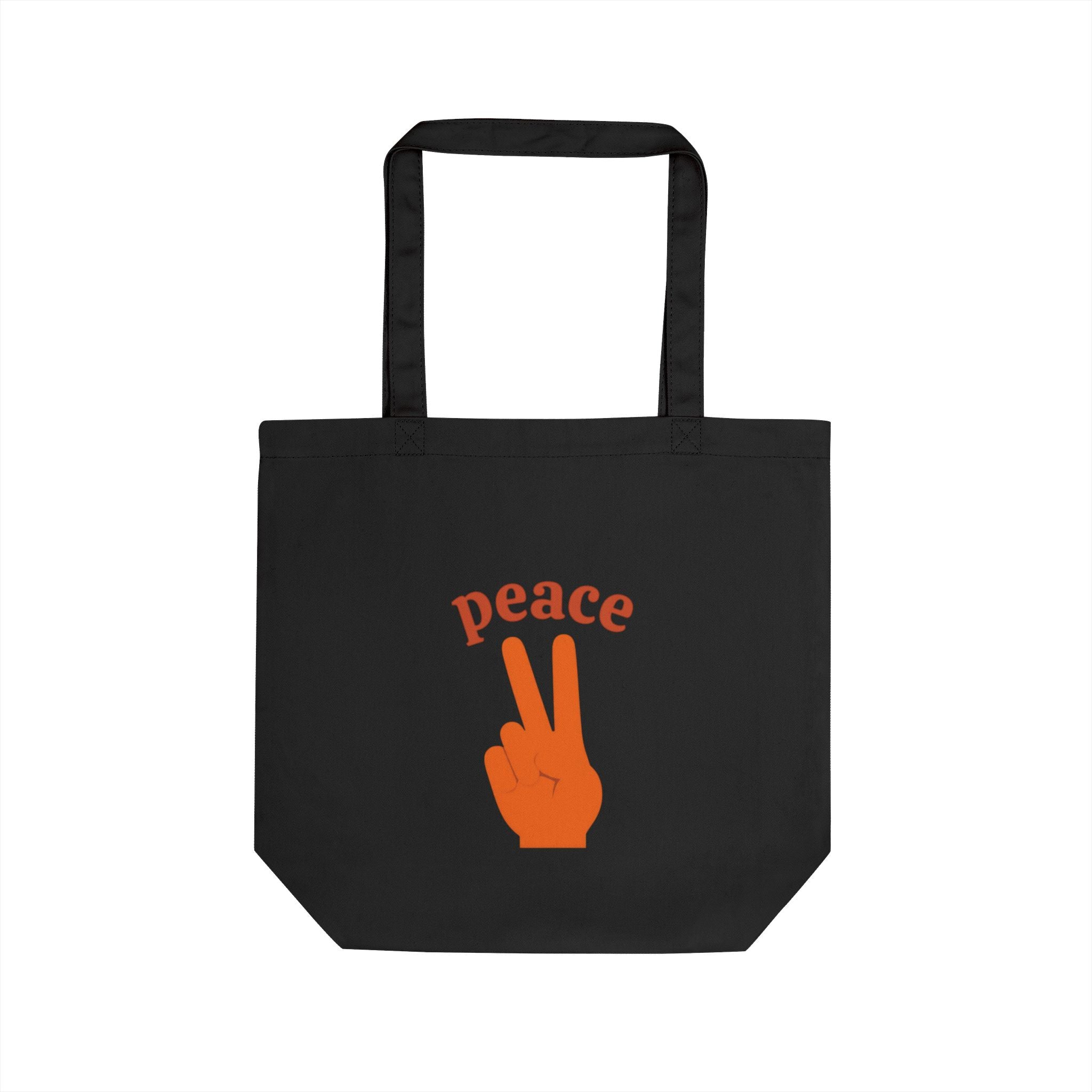 Peace Hand Eco Tote Bag – Retro Orange Peace Sign Canvas Market Tote