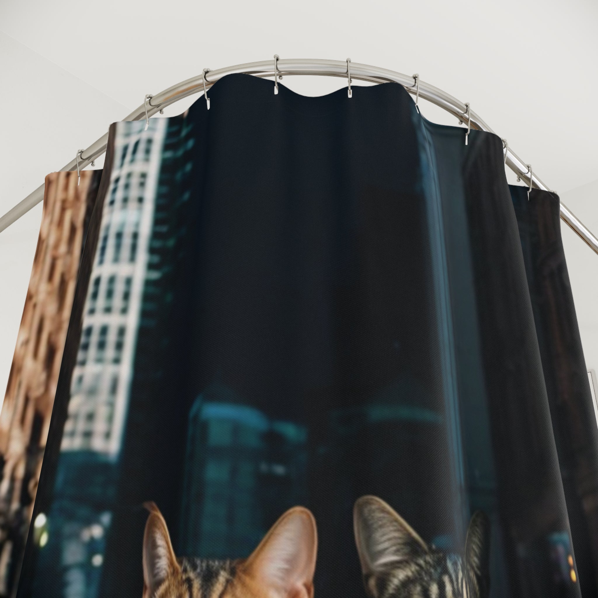 Cat Shower Curtain - Cityscape Design 