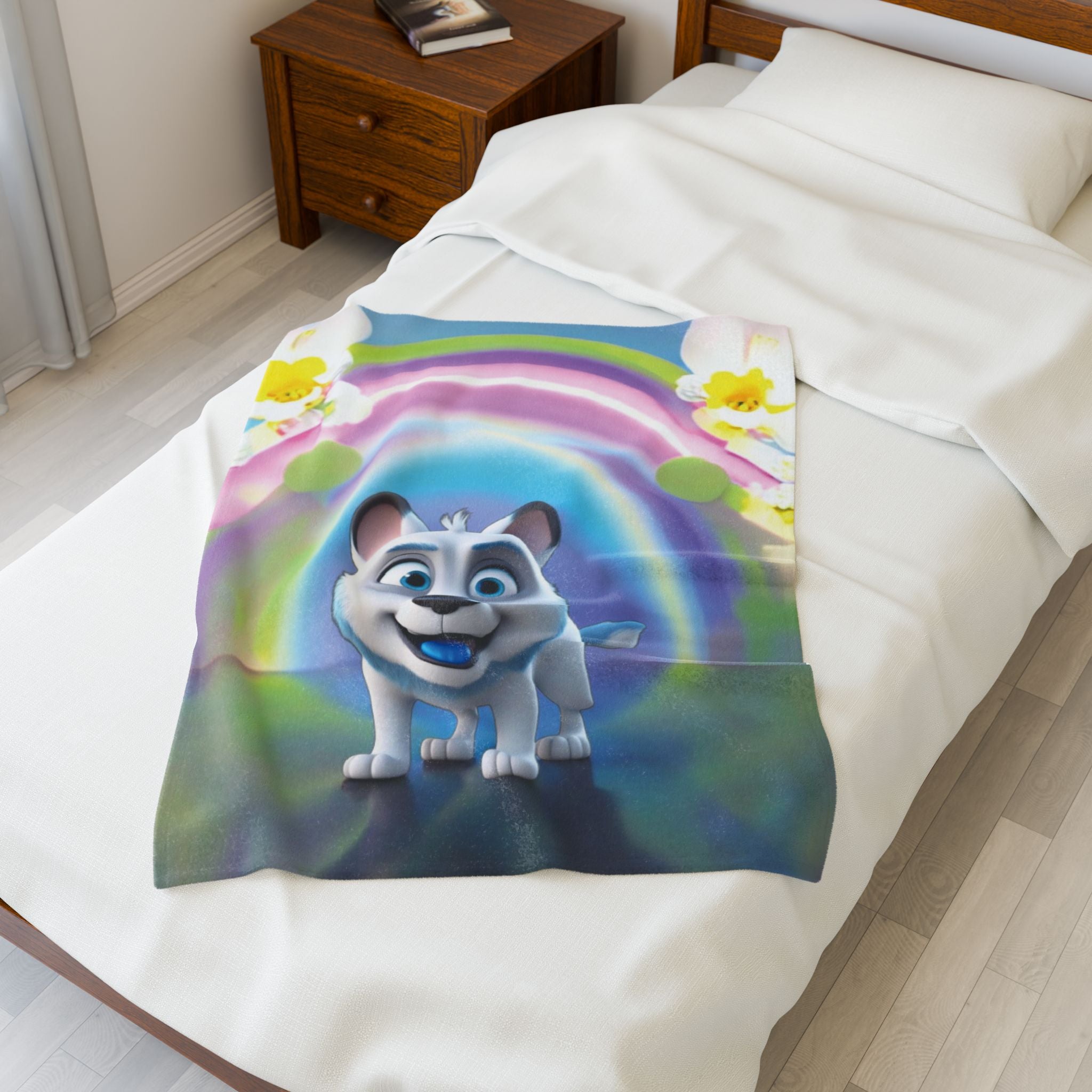 Velveteen Plush Blanket - Happy Dog Children's Throw Blanket