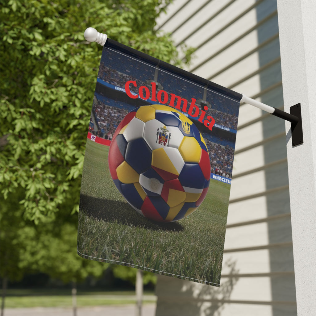 Colombia Soccer Garden Flag — Stadium Soccer Ball House Banner