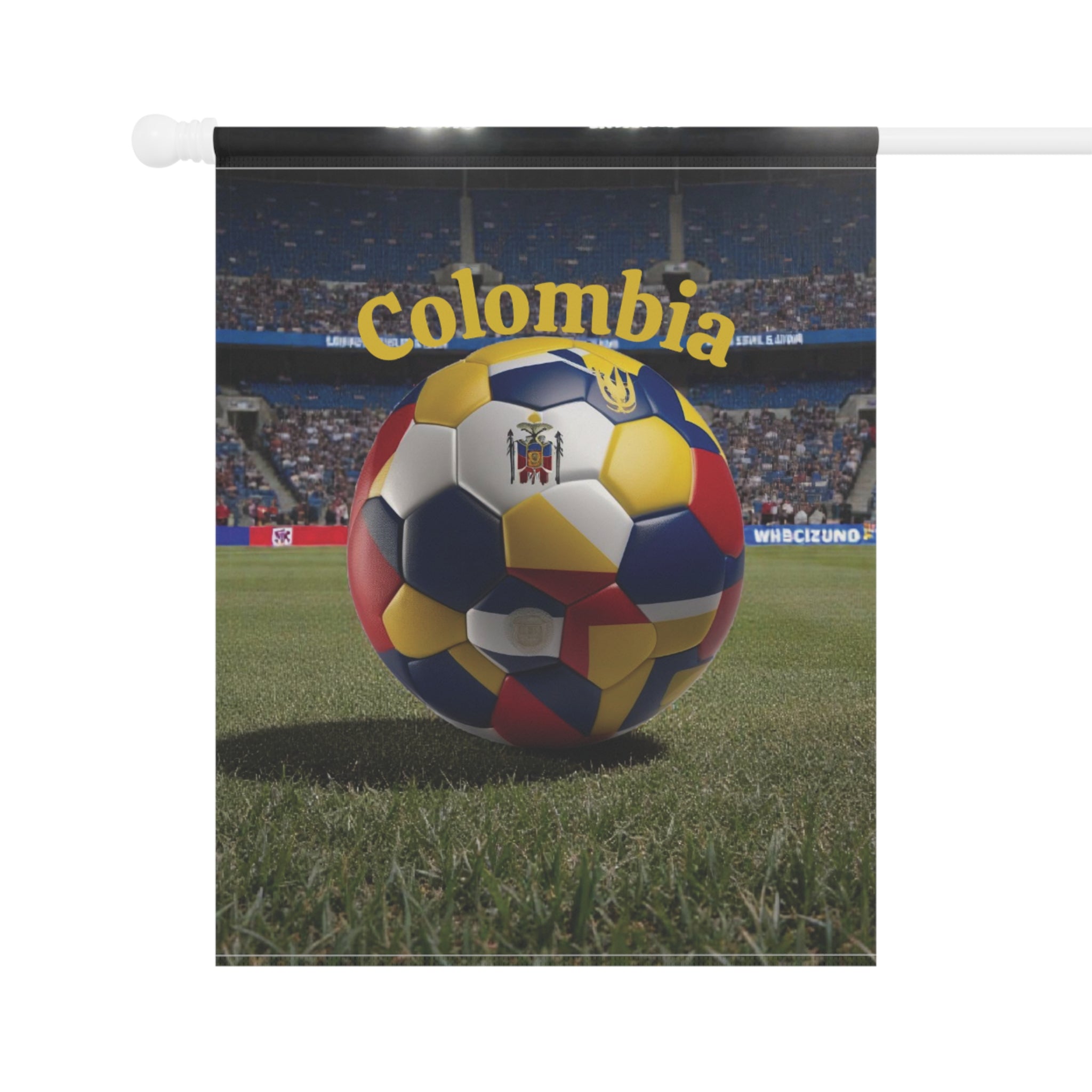 Colombia Soccer Garden Flag — Stadium Soccer Ball Banner