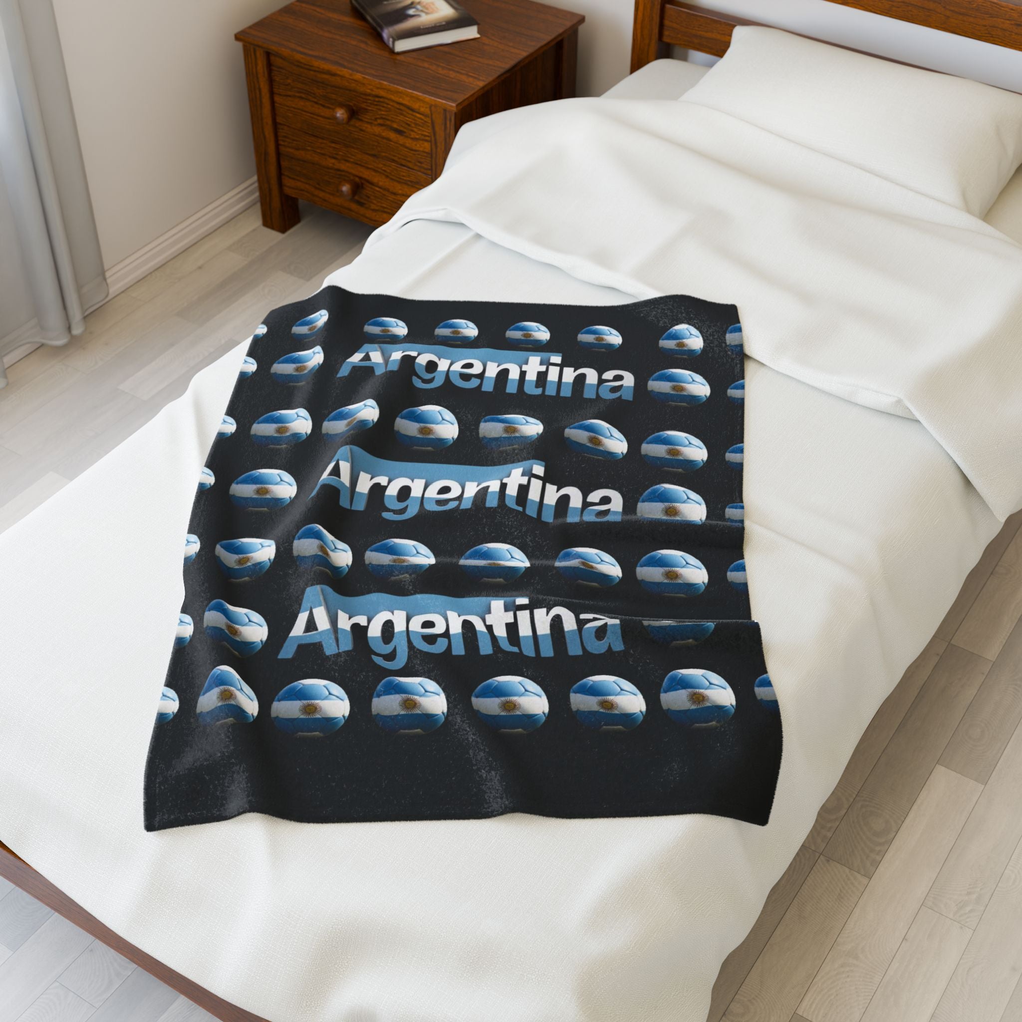 Manta de terciopelo de muchas bolas de soccer- Diseño argentino