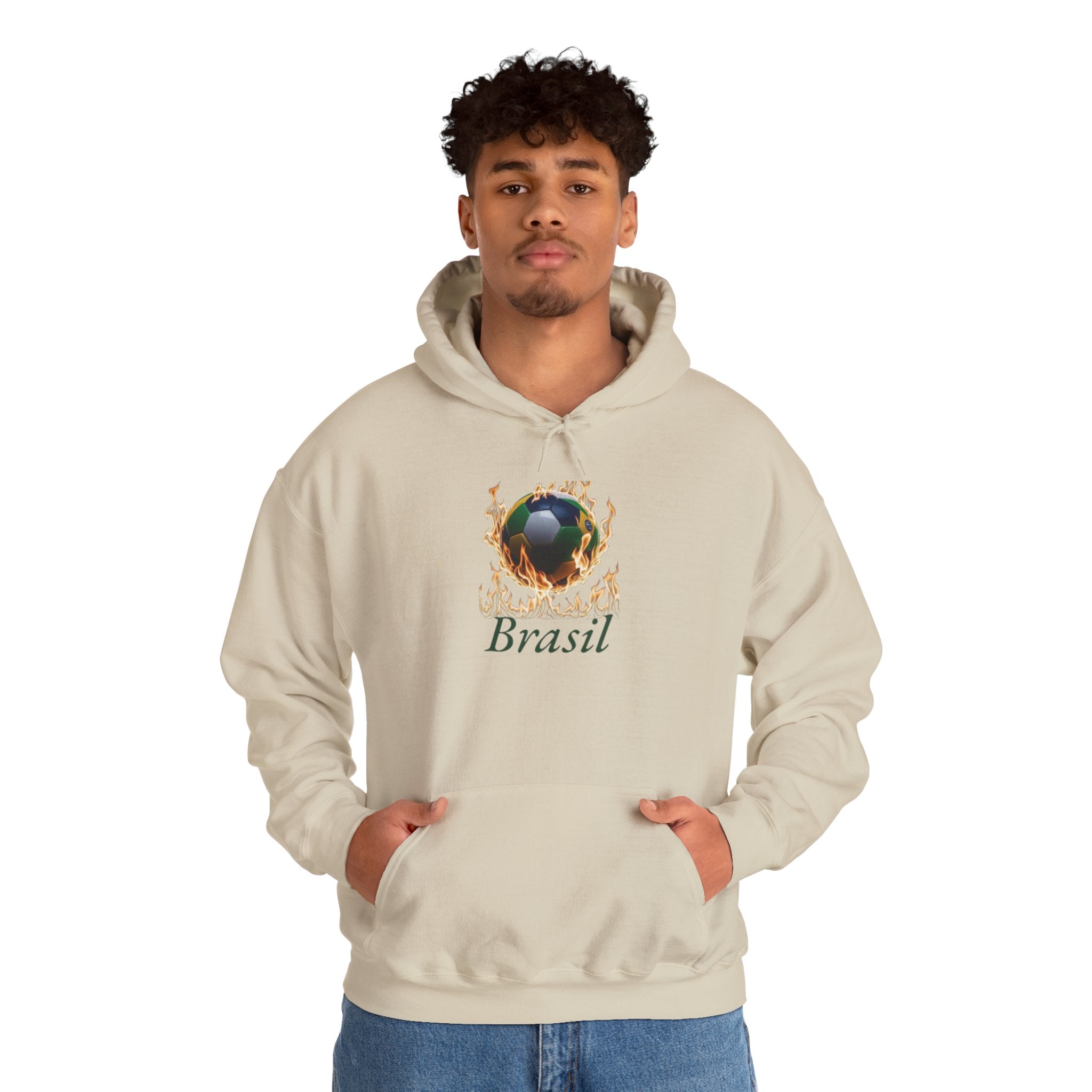 Moletom com capuz unissex com estampa de chamas do Brasil - Mantenha-se confortável e estiloso - Roupa de lazer confortável para todos