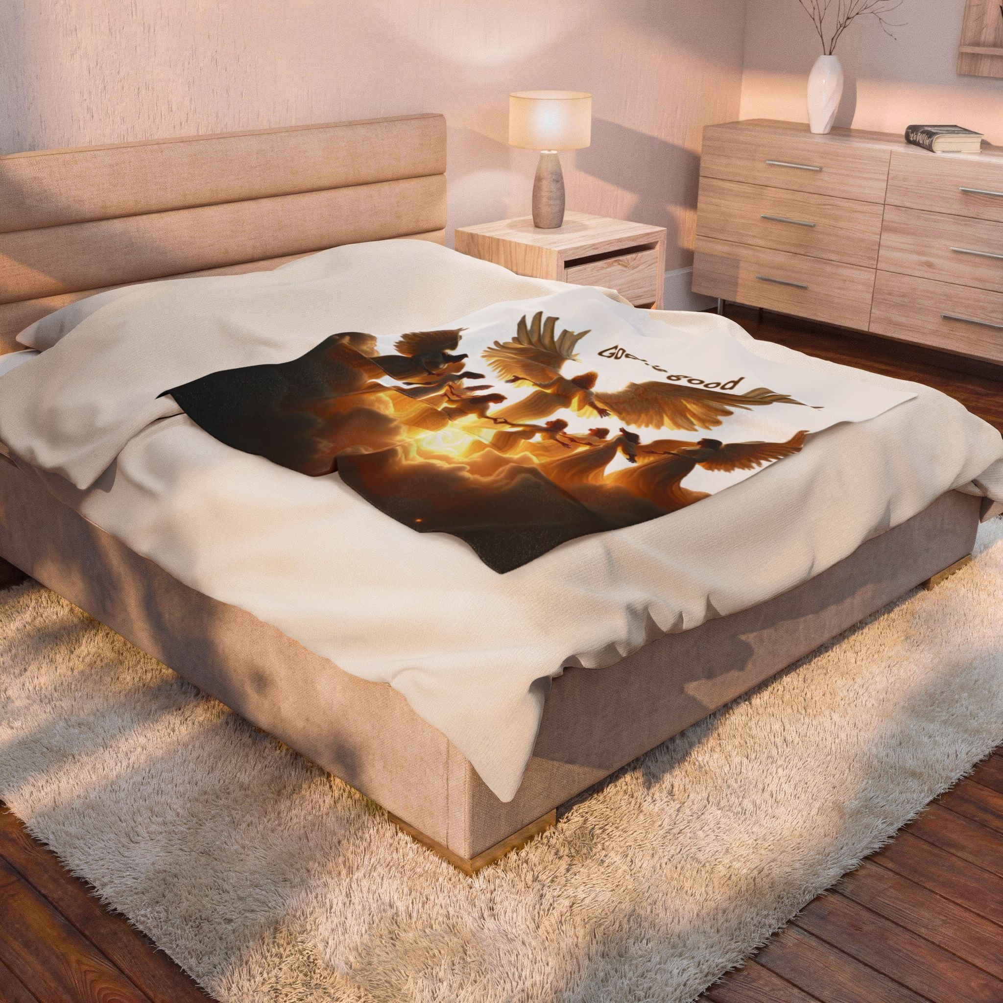 Inspirational Velveteen Plush Blanket - 'God is Good' - Cozy Home Decor for Faith &amp; Comfort