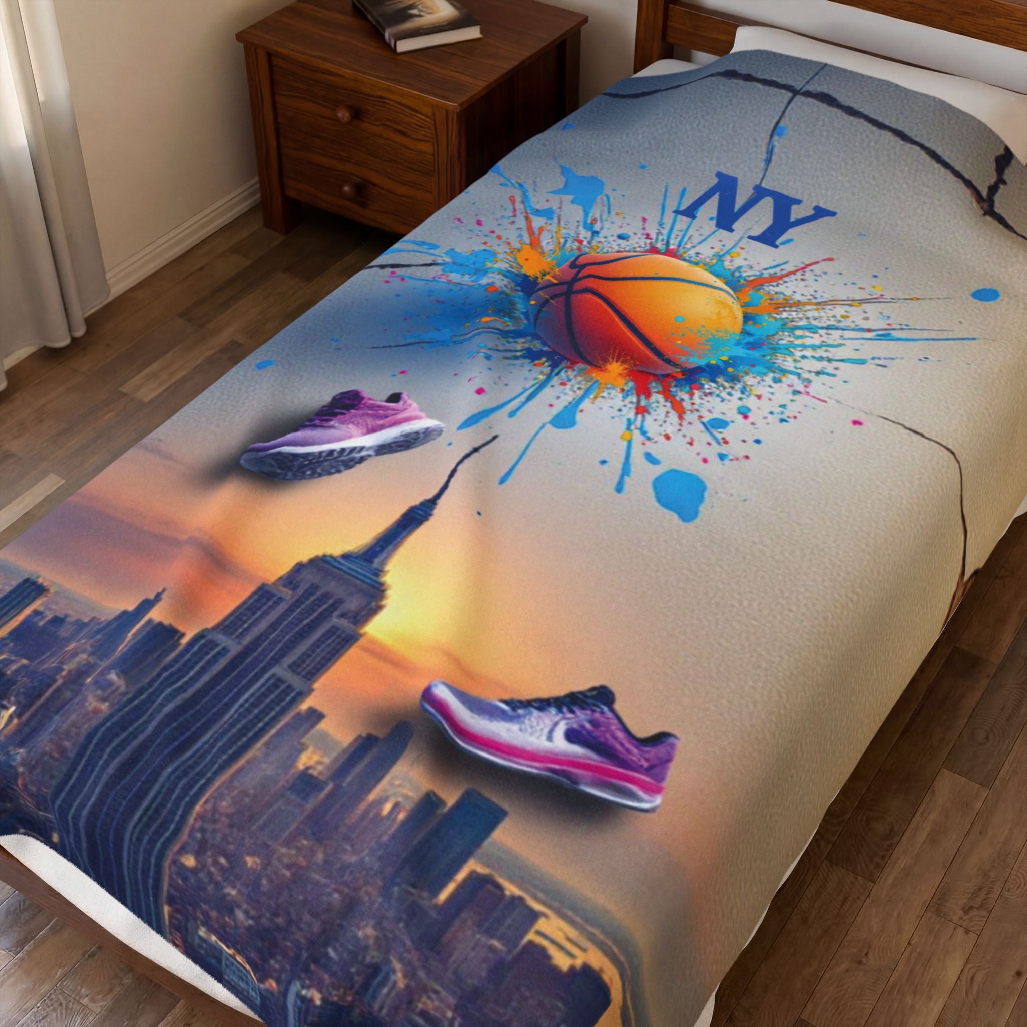 Urban Basketball Velveteen Plush Blanket