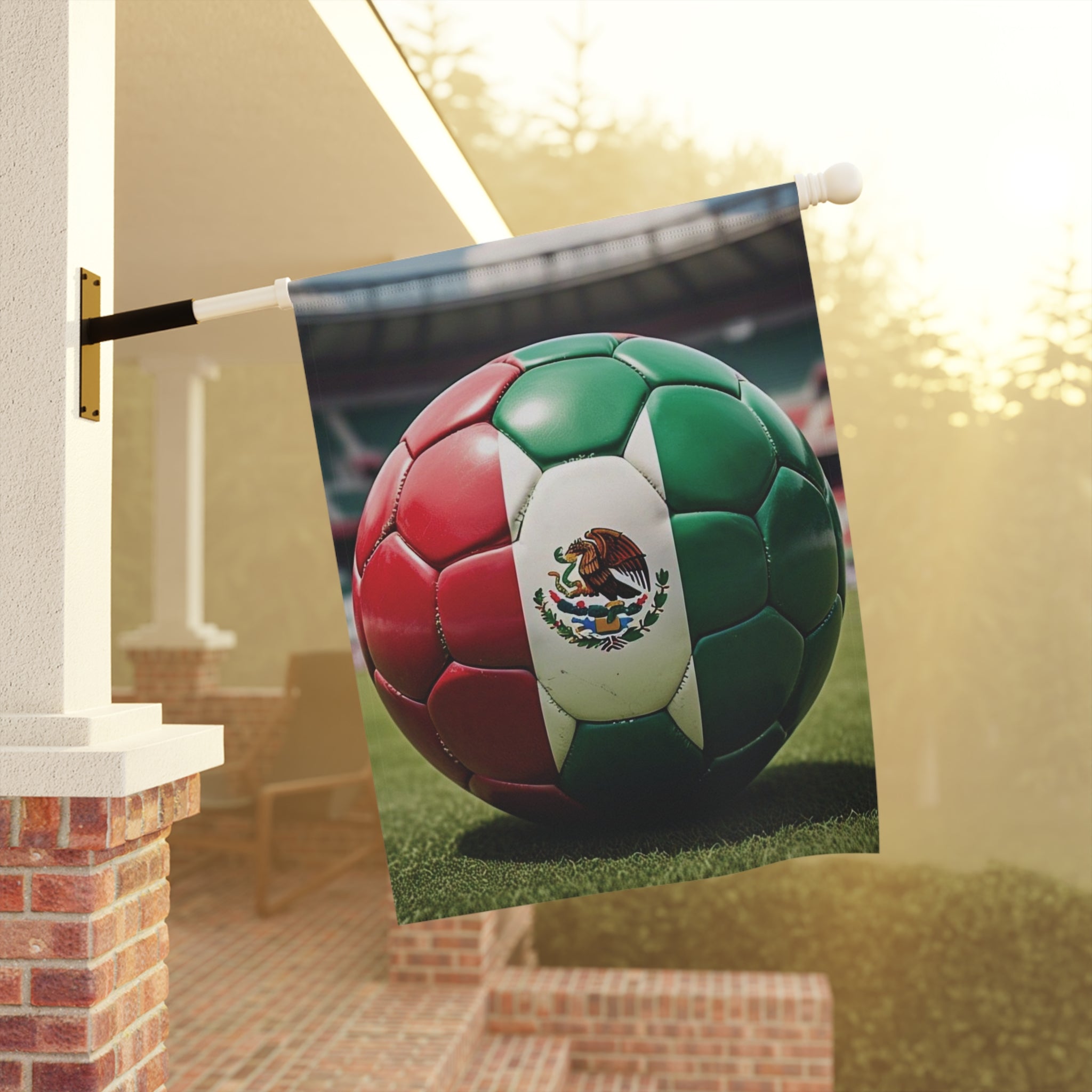 Mexico Soccer Ball Garden Flag - Mexican Football Stadium House Banner
