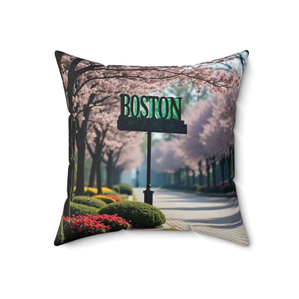 Boston Cherry Blossom Decorative Pillow
