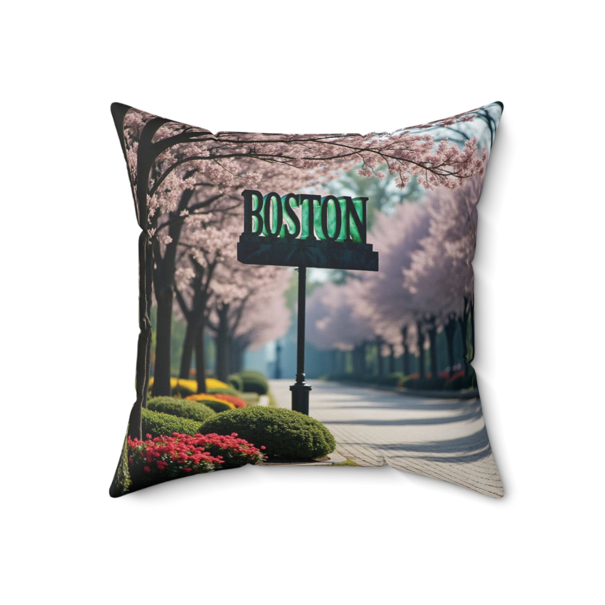 Boston Cherry Blossom Decorative Pillow