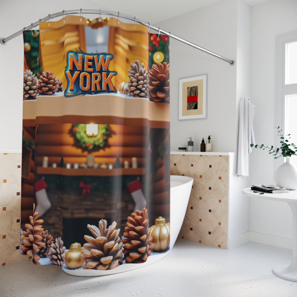 "Christmas in New York" Shower Curtain — Warm and Festive Atmosphere