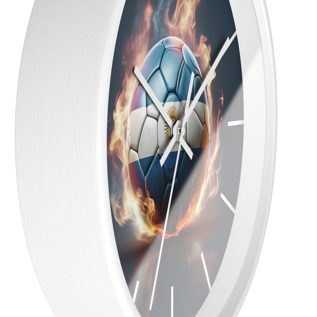 Reloj de pared con diseño de balón de fútbol en llamas: regalo perfecto para los amantes del deporte. Reloj de diseño dinámico con diseño de balón de fútbol en llamas.