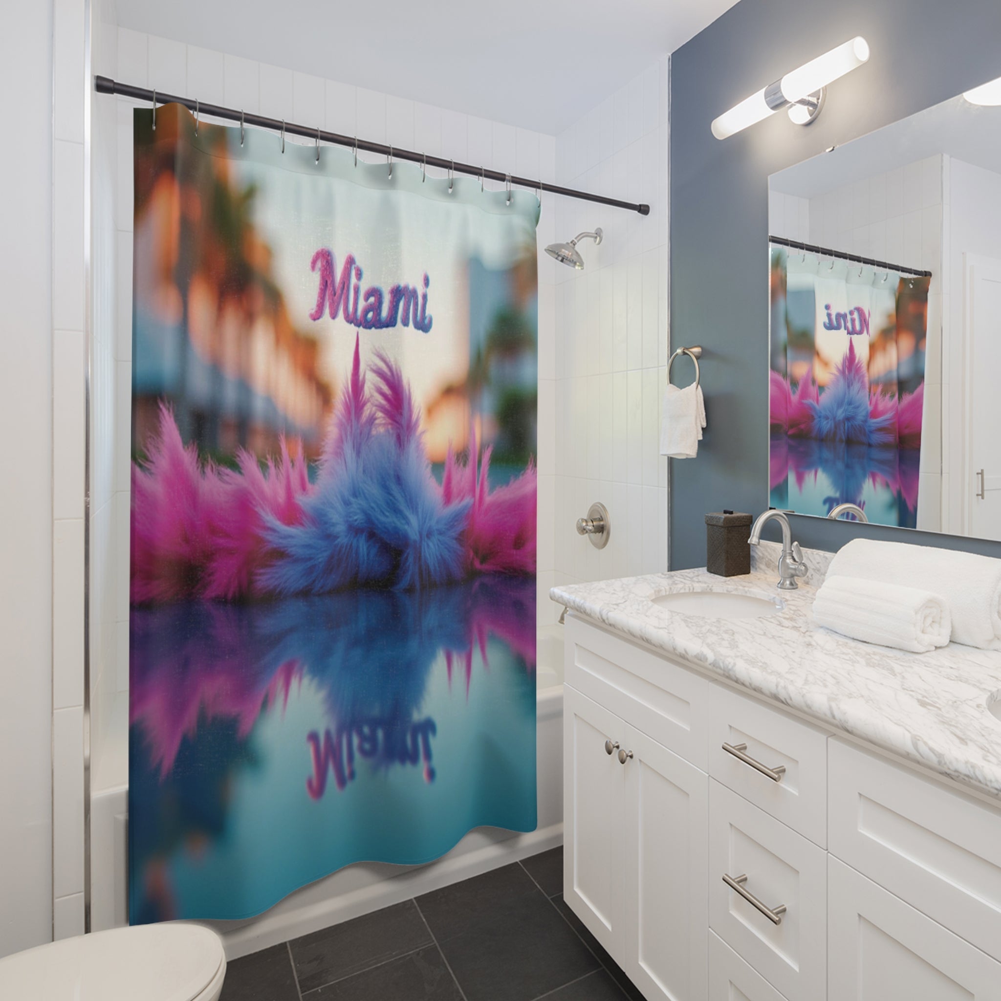 Vibrant Miami Shower Curtain - Tropical Décor for a Bright Bathroom