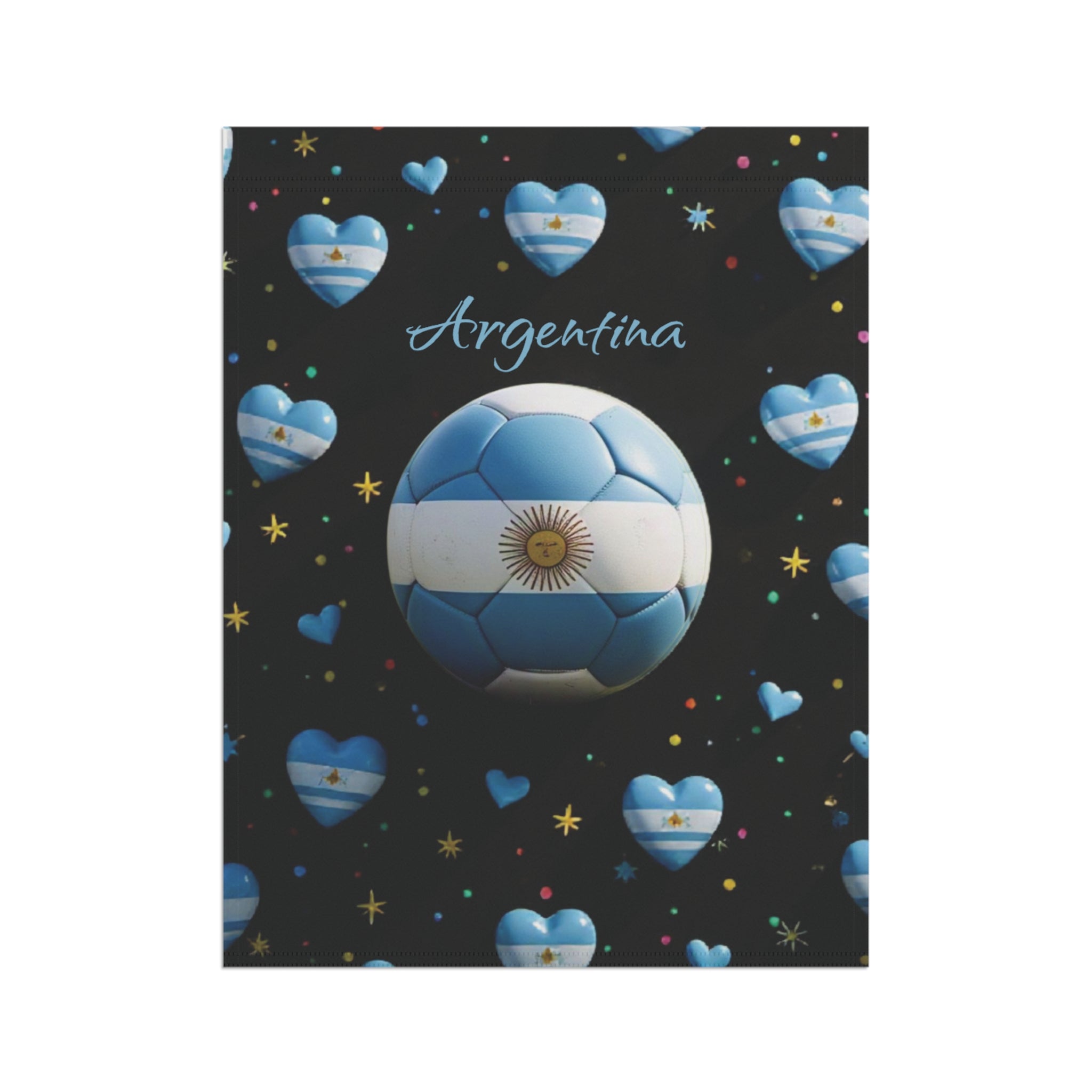 Argentina Soccer Garden Flag — Argentina Heart Soccer Ball House Banner