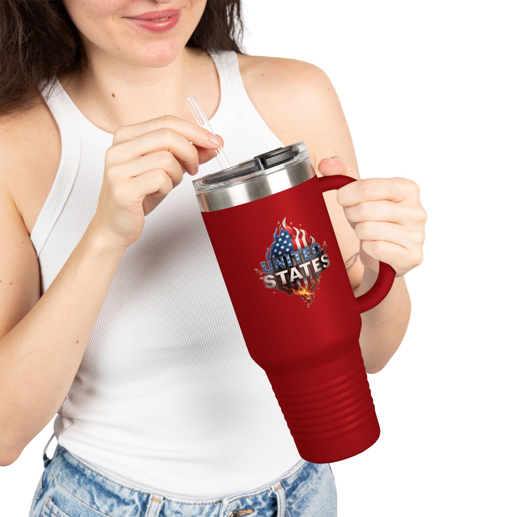 Patriotic Insulated Travel Mug - 40oz Stainless Steel with USA Design